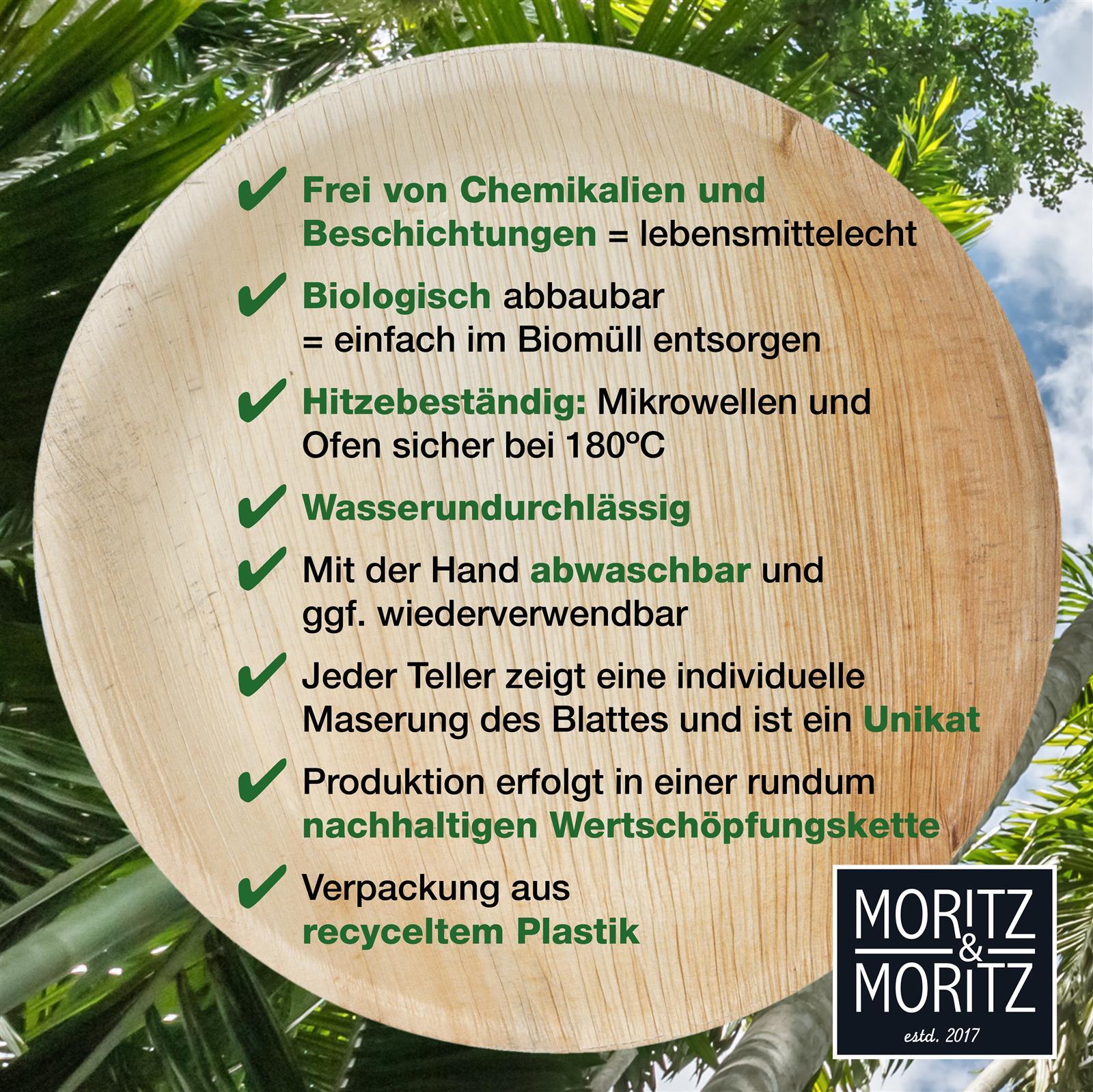 Palmblattset mit runden Tellern, 75-teilig, umweltfreundliches Geschirr für nachhaltige Partys und Veranstaltungen