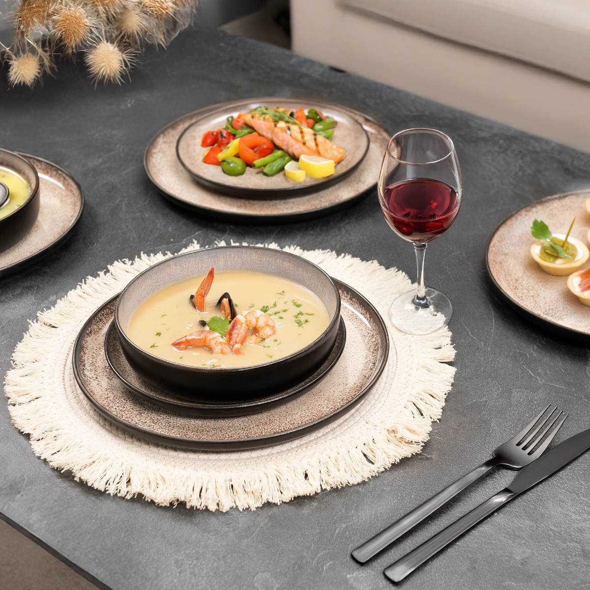 VIDA Geschirr Set 18-Teilig Beige