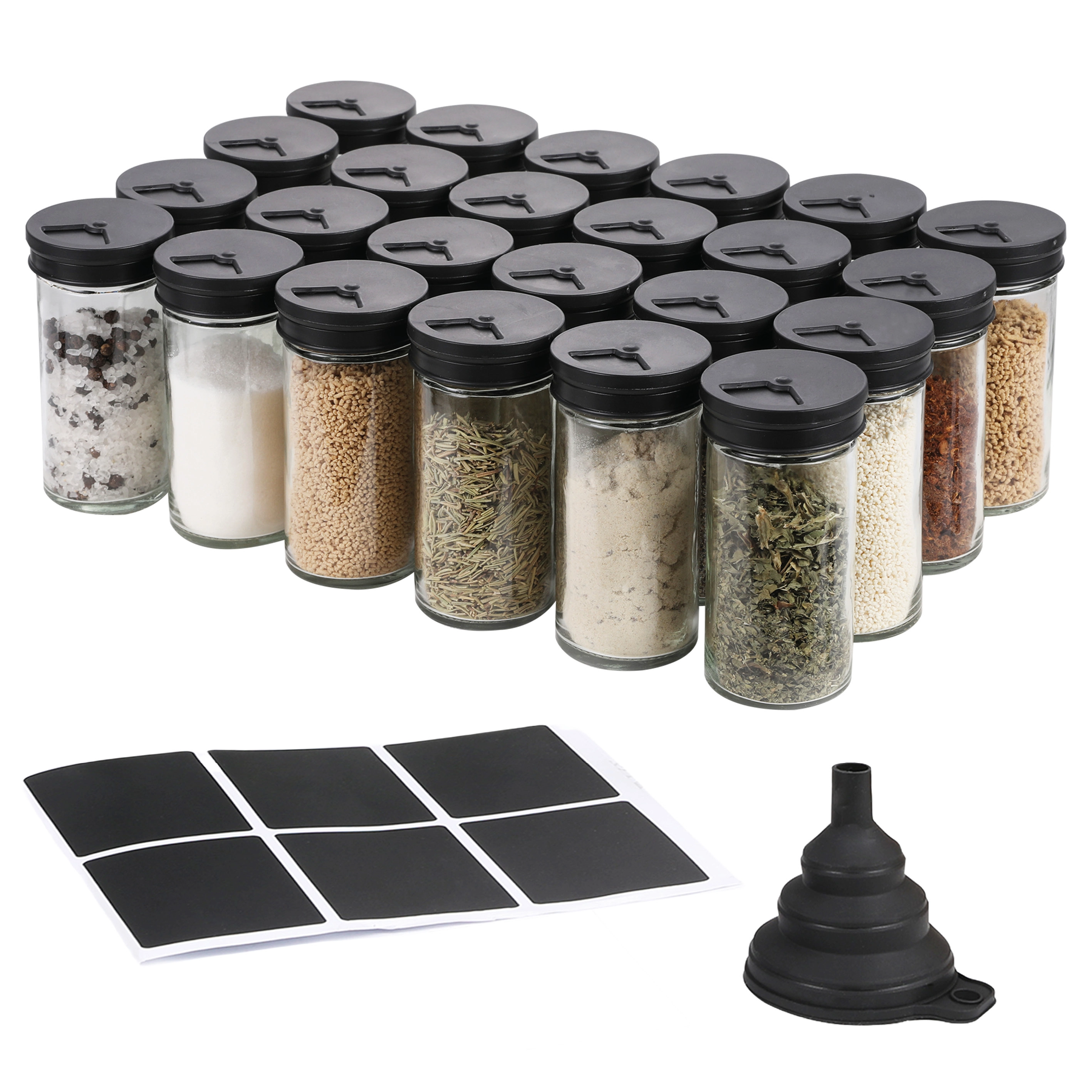 Gewürzgläser 24er Set mit 80 ml, vor weißem Hintergrund