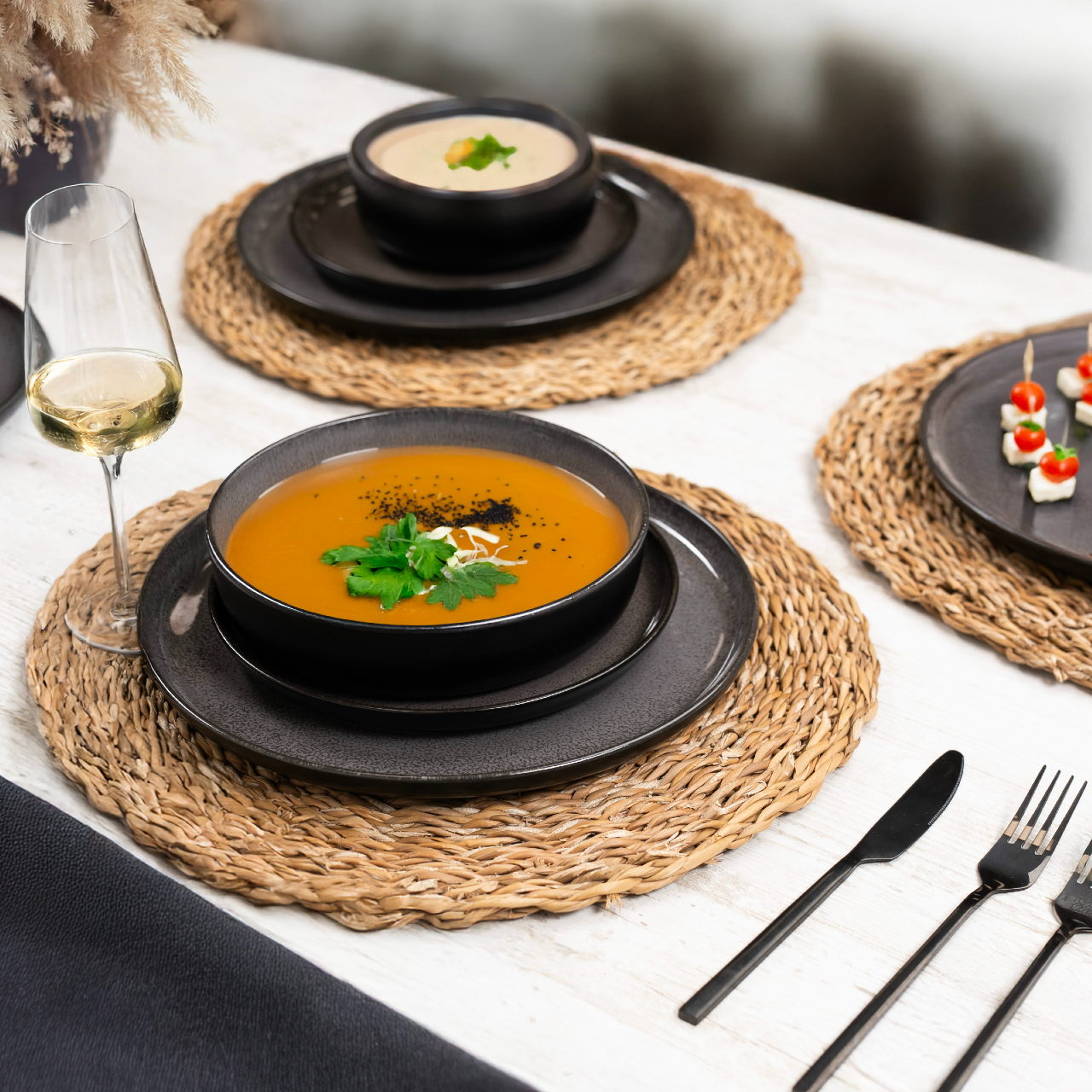 VIDA Geschirr Set 36-teilig anthrazit