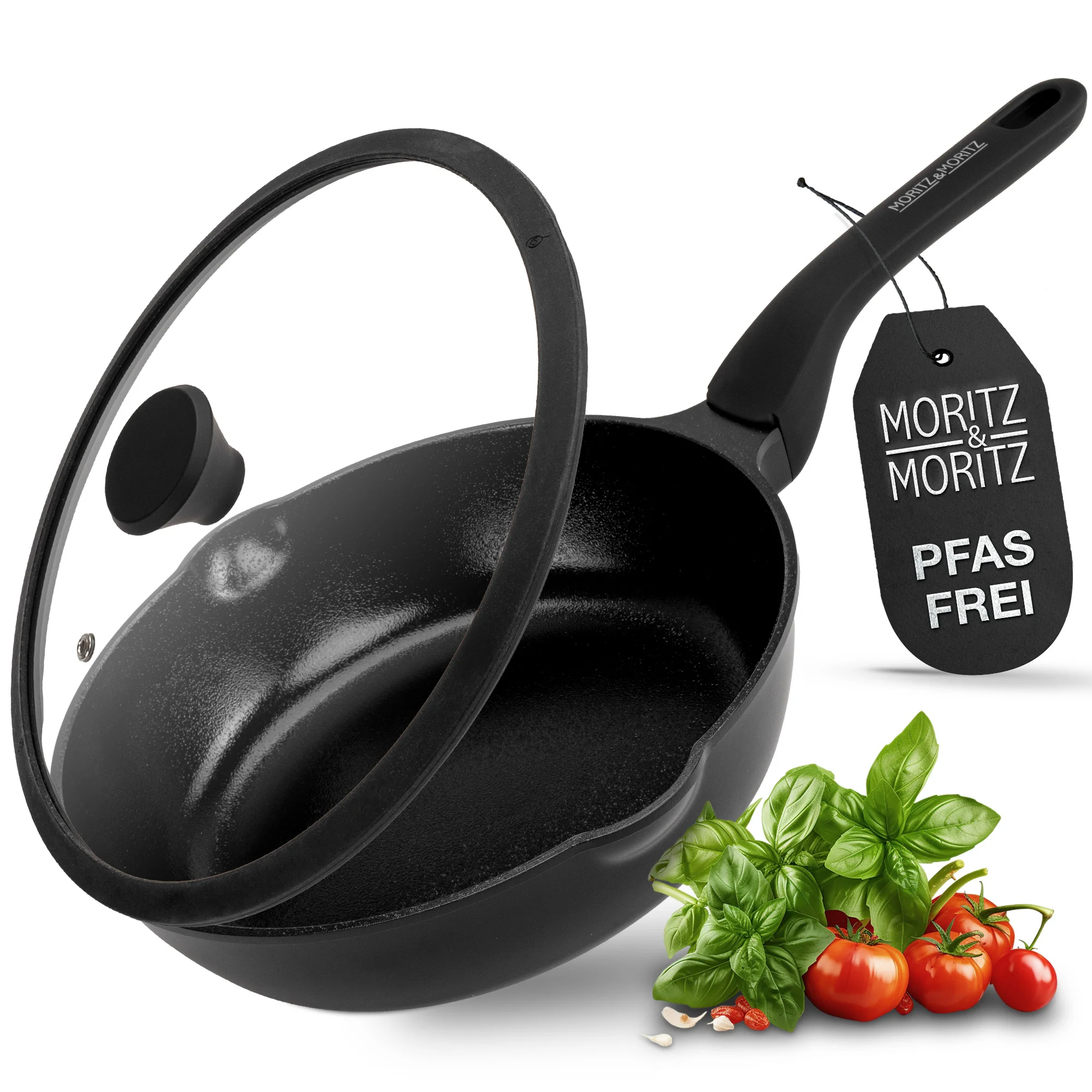 Multifunktionspfanne 26cm Ø mit Deckel - schwarz