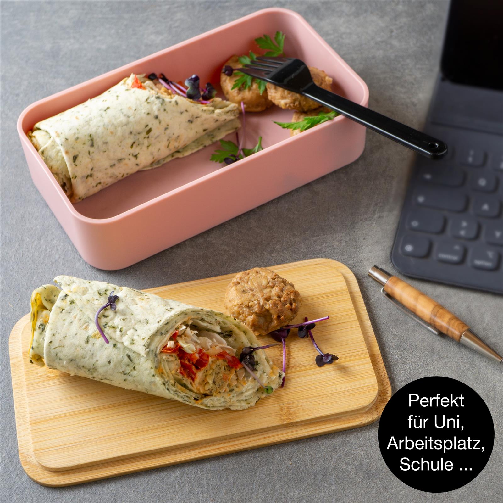 Bento Box Pink - Isolierte, Lunchbox für kinderfreundliche Mahlzeiten unterwegs