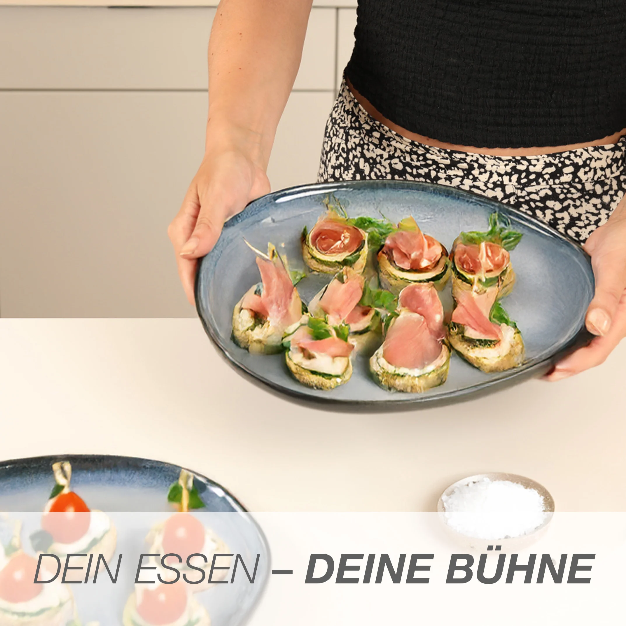 ORGANIC Servierplatten 2-teilig Blau, im Geschirrkorb der Spülmaschine