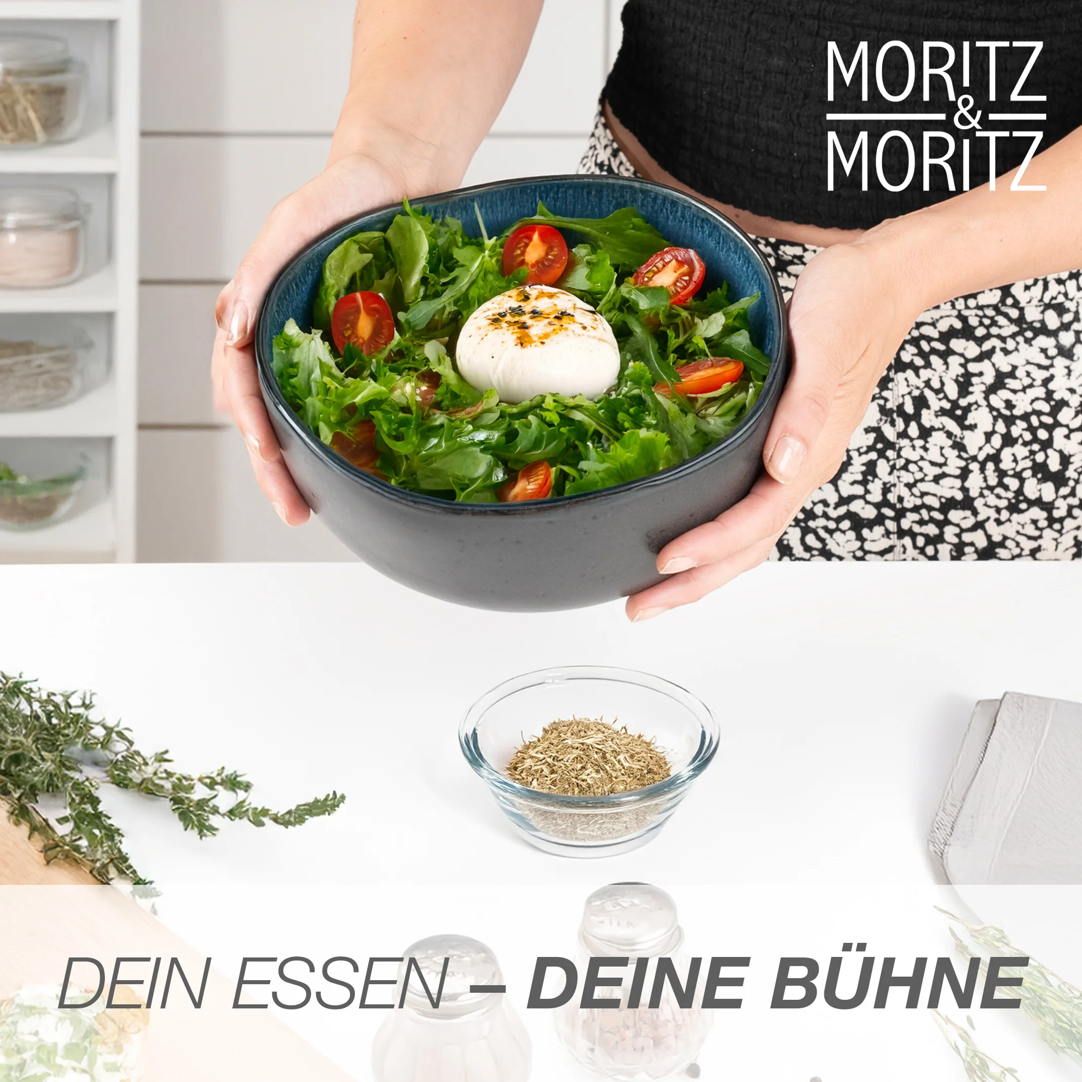 ORGANIC Servierschale 2-teilig Blau, komplett vor weißem Hintergrund