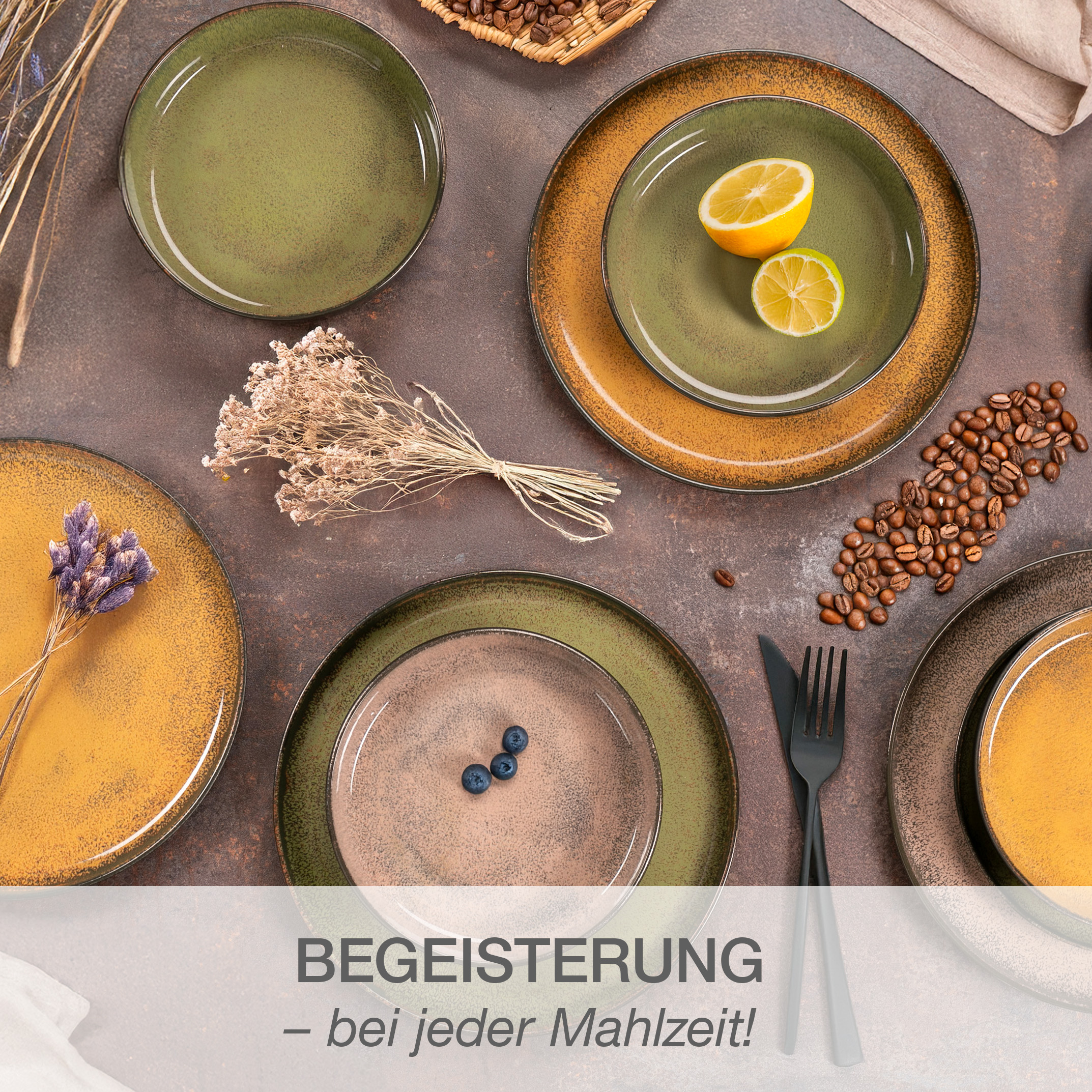 VIDA Geschirrset 24-teilig mit Müslibowls Vintage