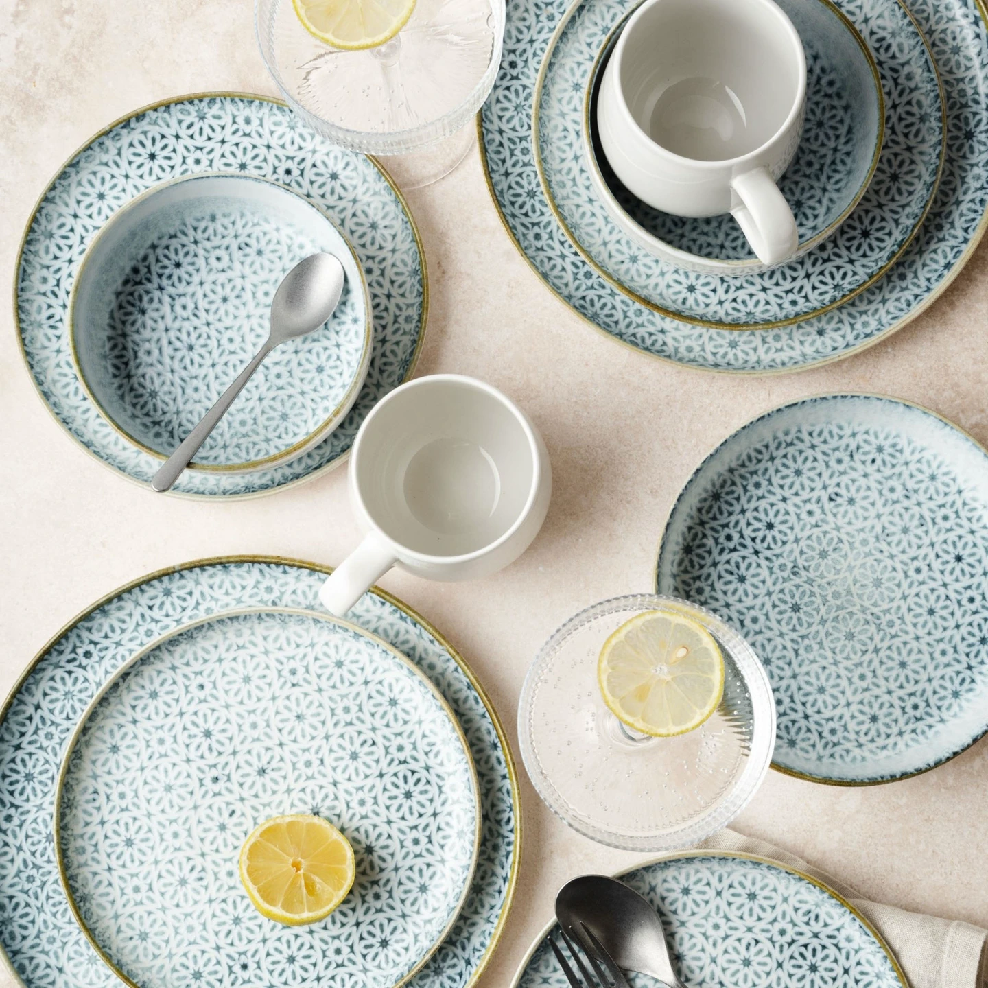 ALHAMBRA Müslischalen Set 6-teilig Porzellan Blau