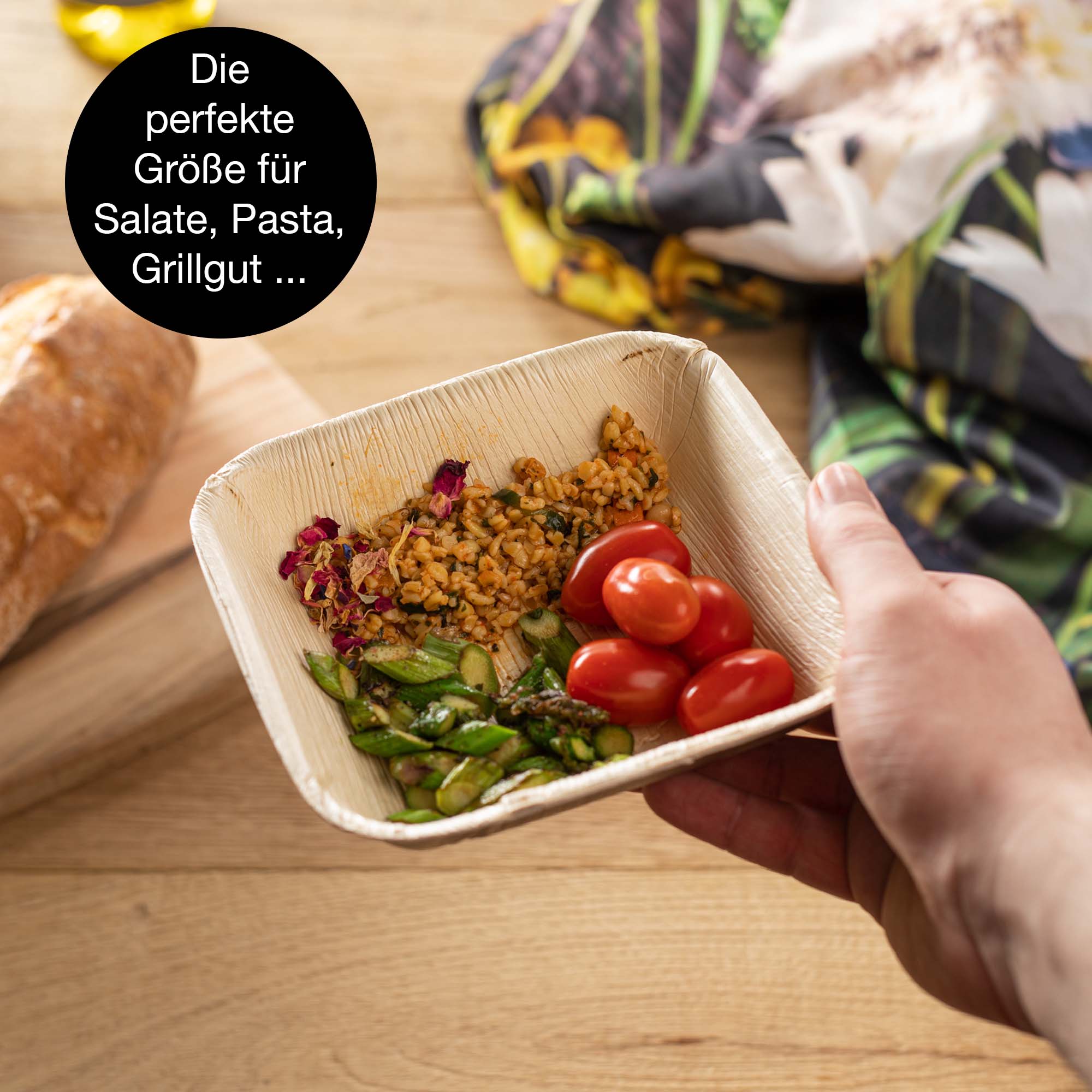 Palmblattteller, Palmblatt Schale eckig 15x15 cm, Partys und Outdoor-Veranstaltungen