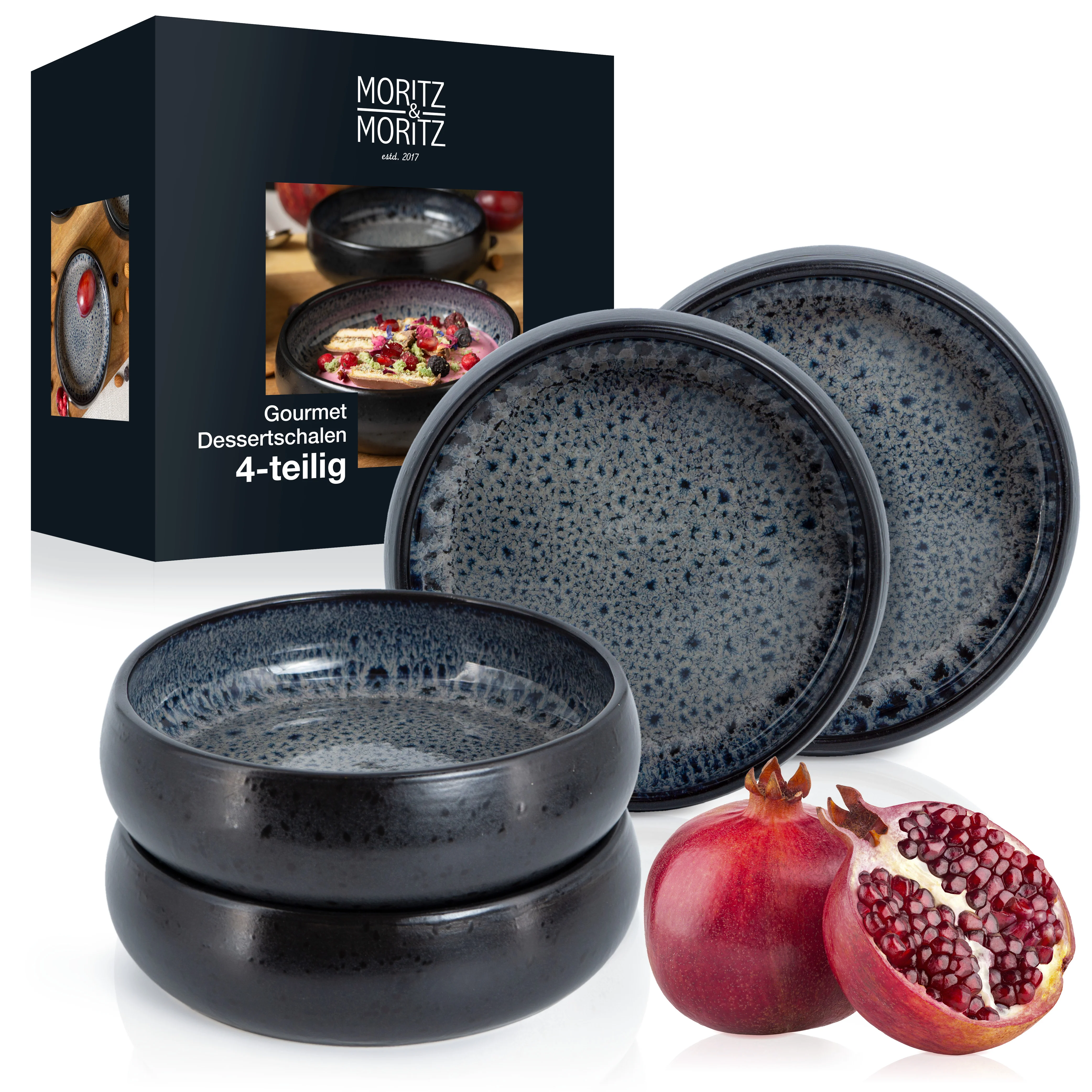 SOLID 4x Dessert Schale grau Geschirr Set Reaktiv