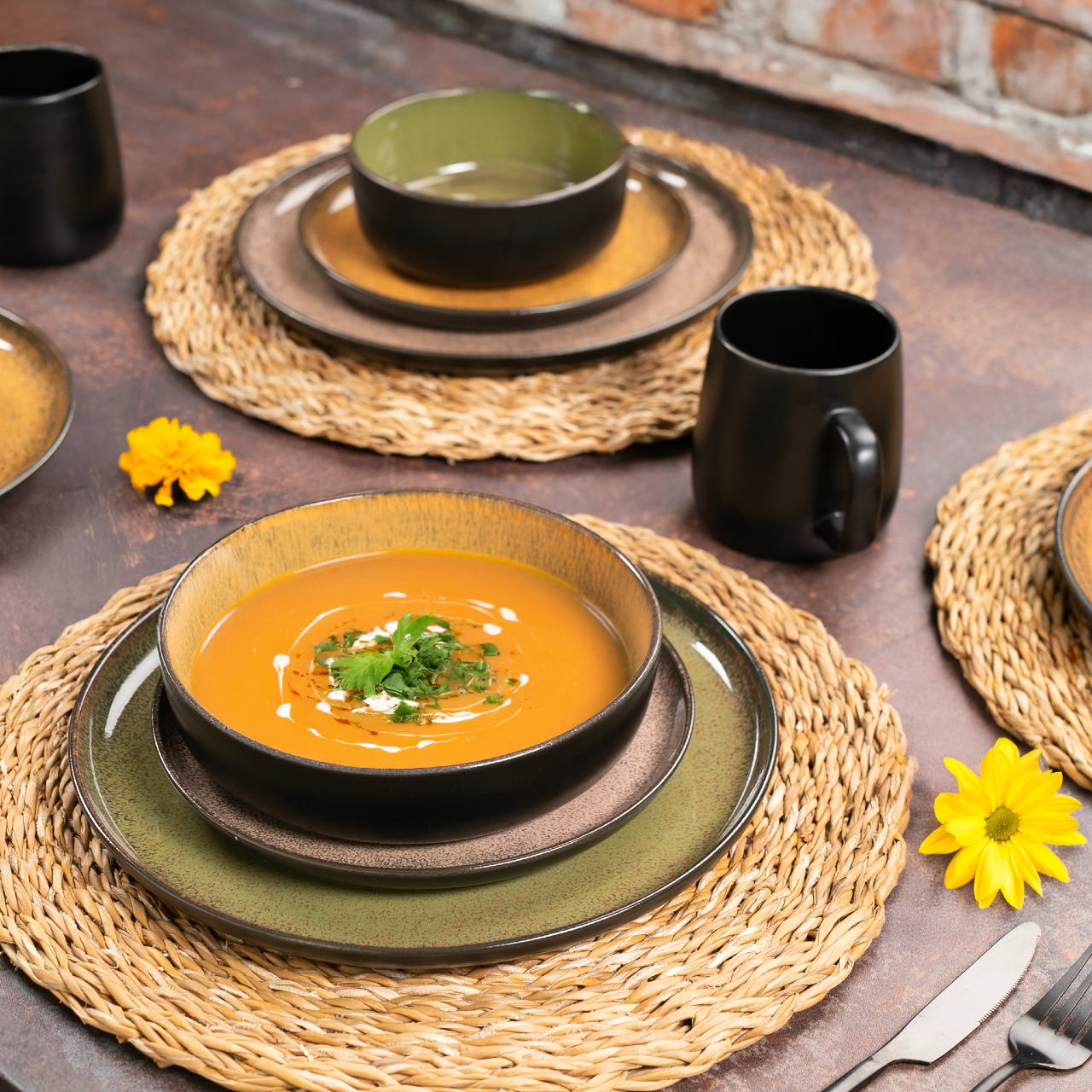 VIDA 18tlg Tafel Service vintage Geschirr Set