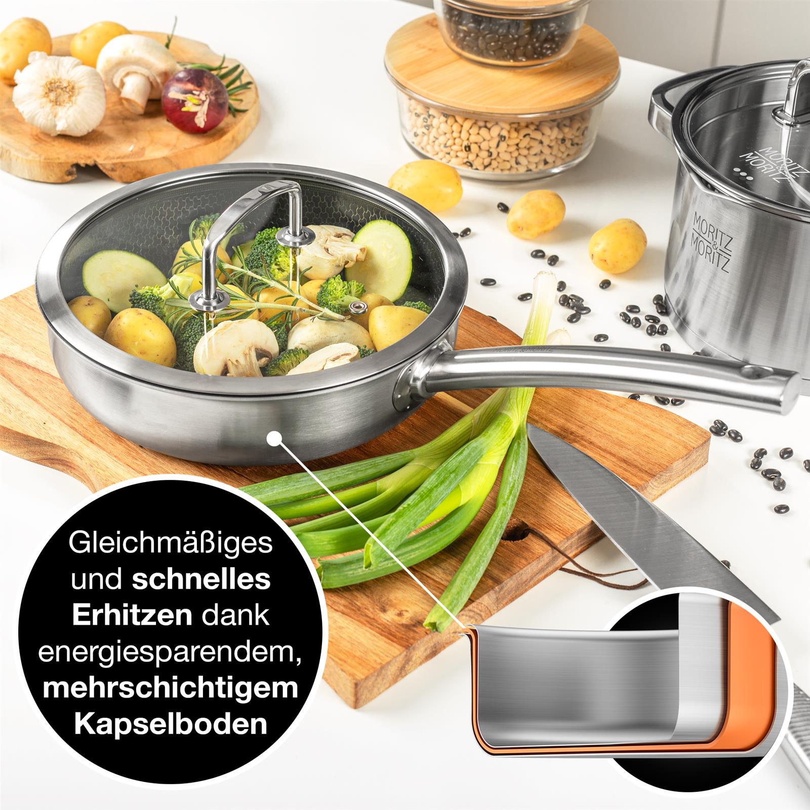 Pfanne mit Deckel 24cm gerader Rand Produktbild