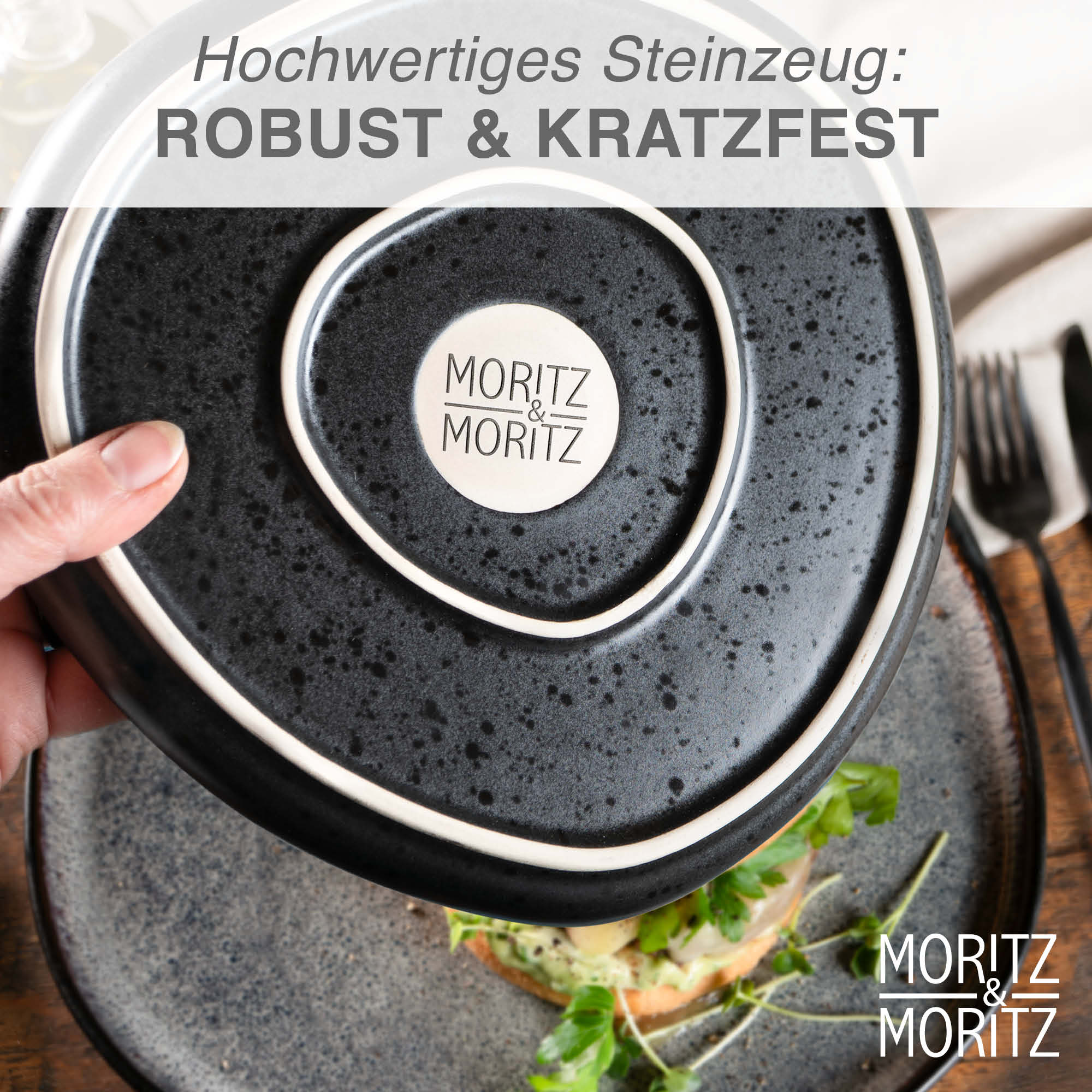 ORGANIC Geschirrset 24-teilig mit Tassen Grau
