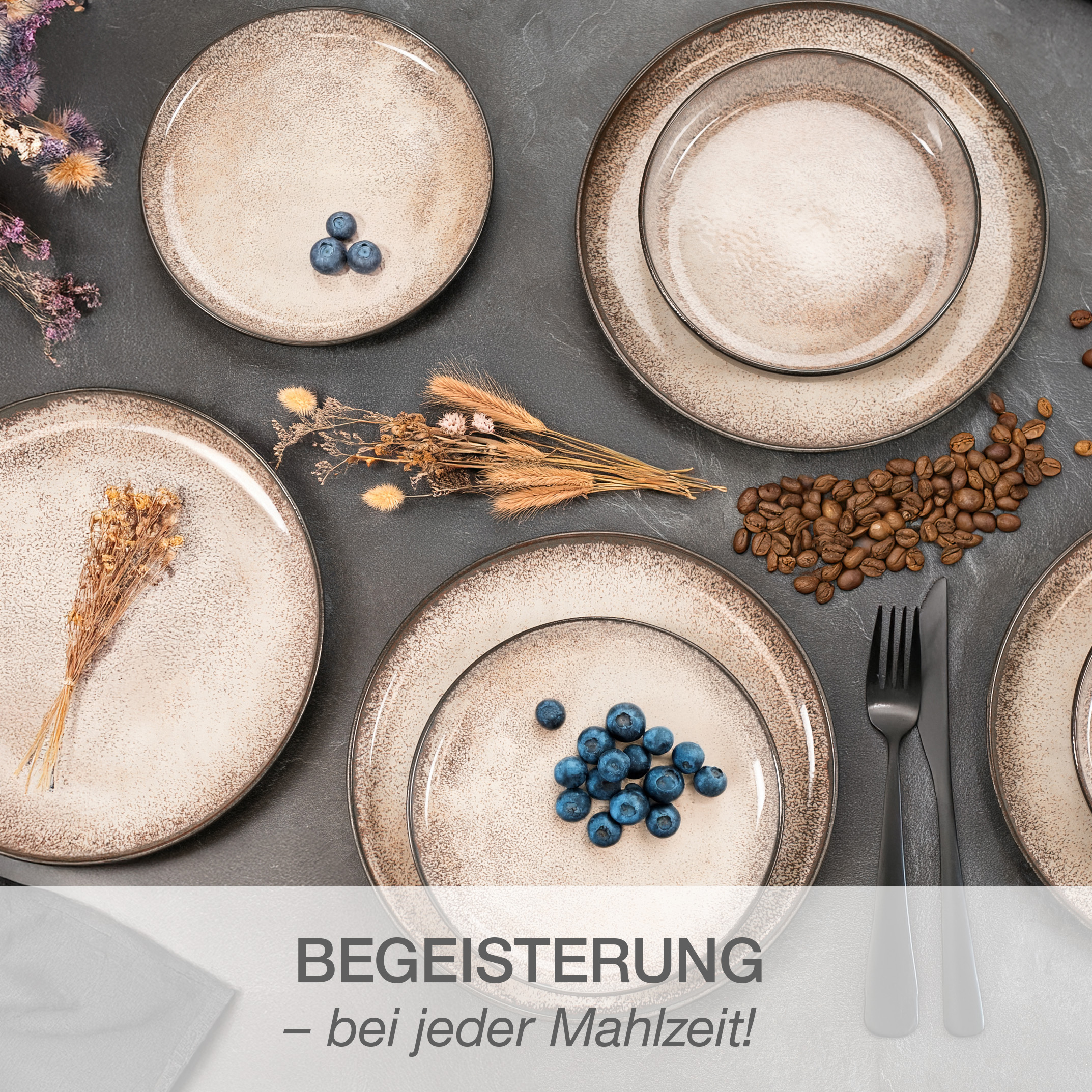 VIDA 24-teilig Geschirrset mit Müslibowls Beige