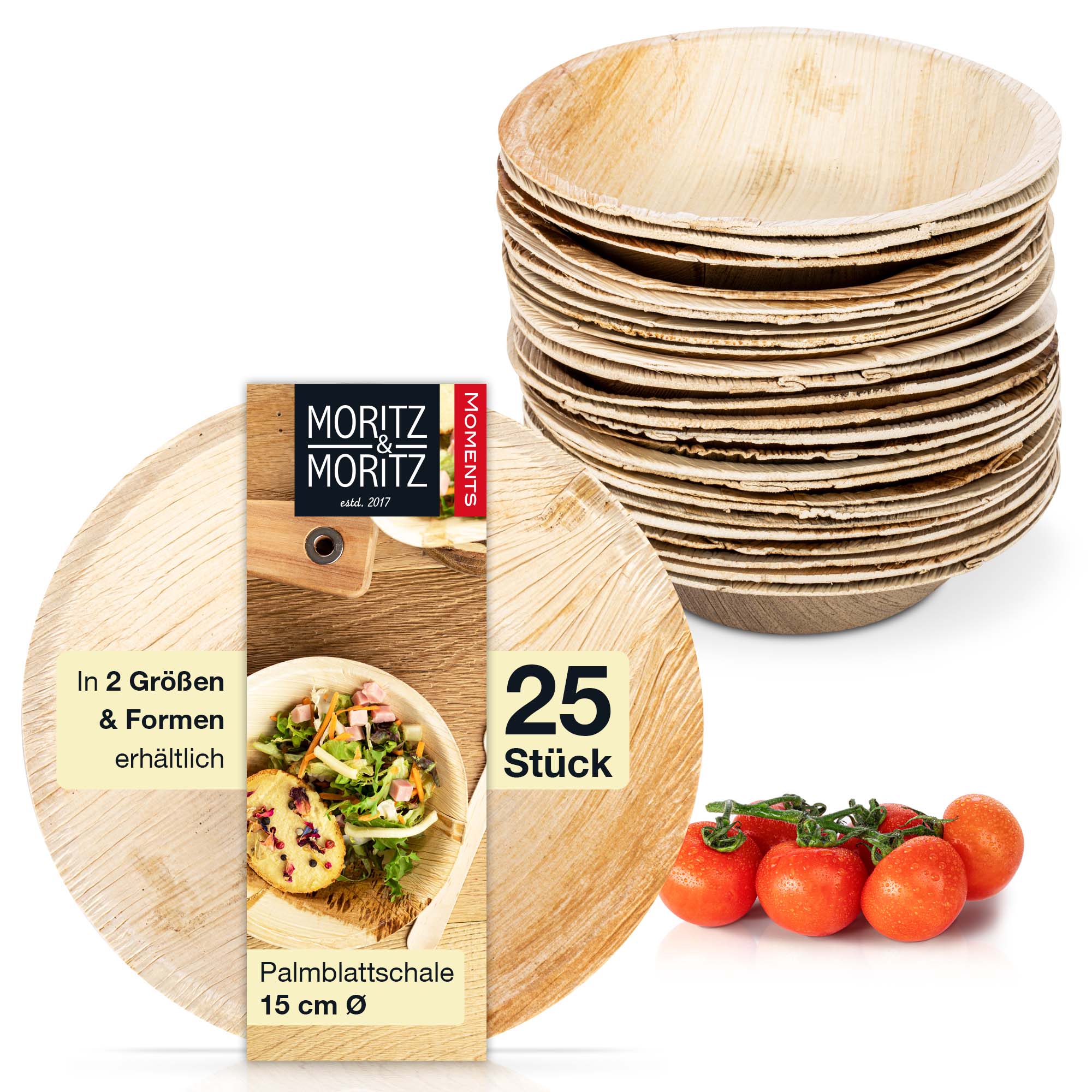 Umweltfreundliche runde Schale aus Palmblatt, 15 cm Durchmesser Runde Palmblatt Schale, 15 cm Durchmesser, nachhaltiges Geschirr, umweltfreundliche Einwegschale, ideal für Partys und Veranstaltungen, biologisch abbaubar, robustes Design