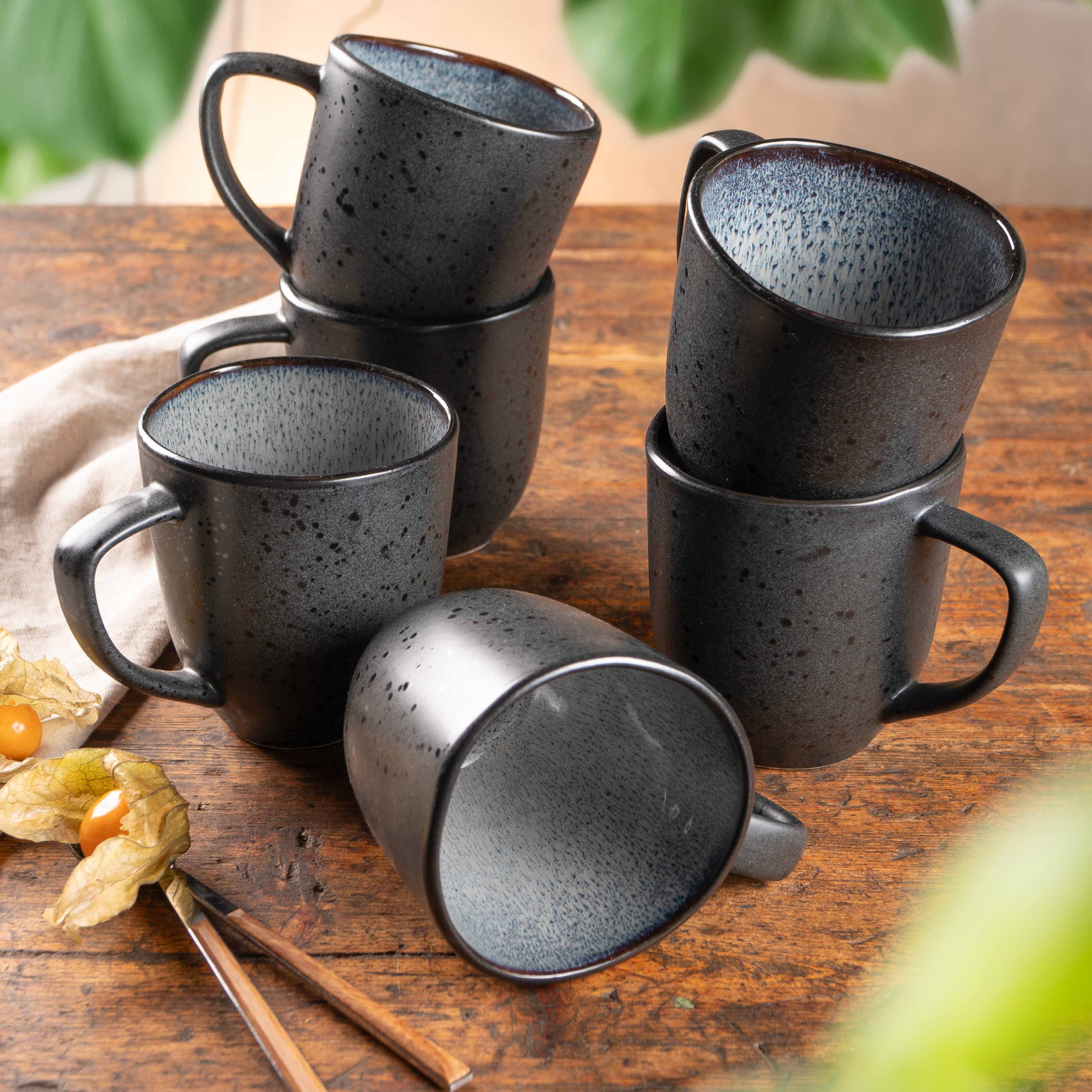ORGANIC 6tlg Kaffee Tassen Set Grau