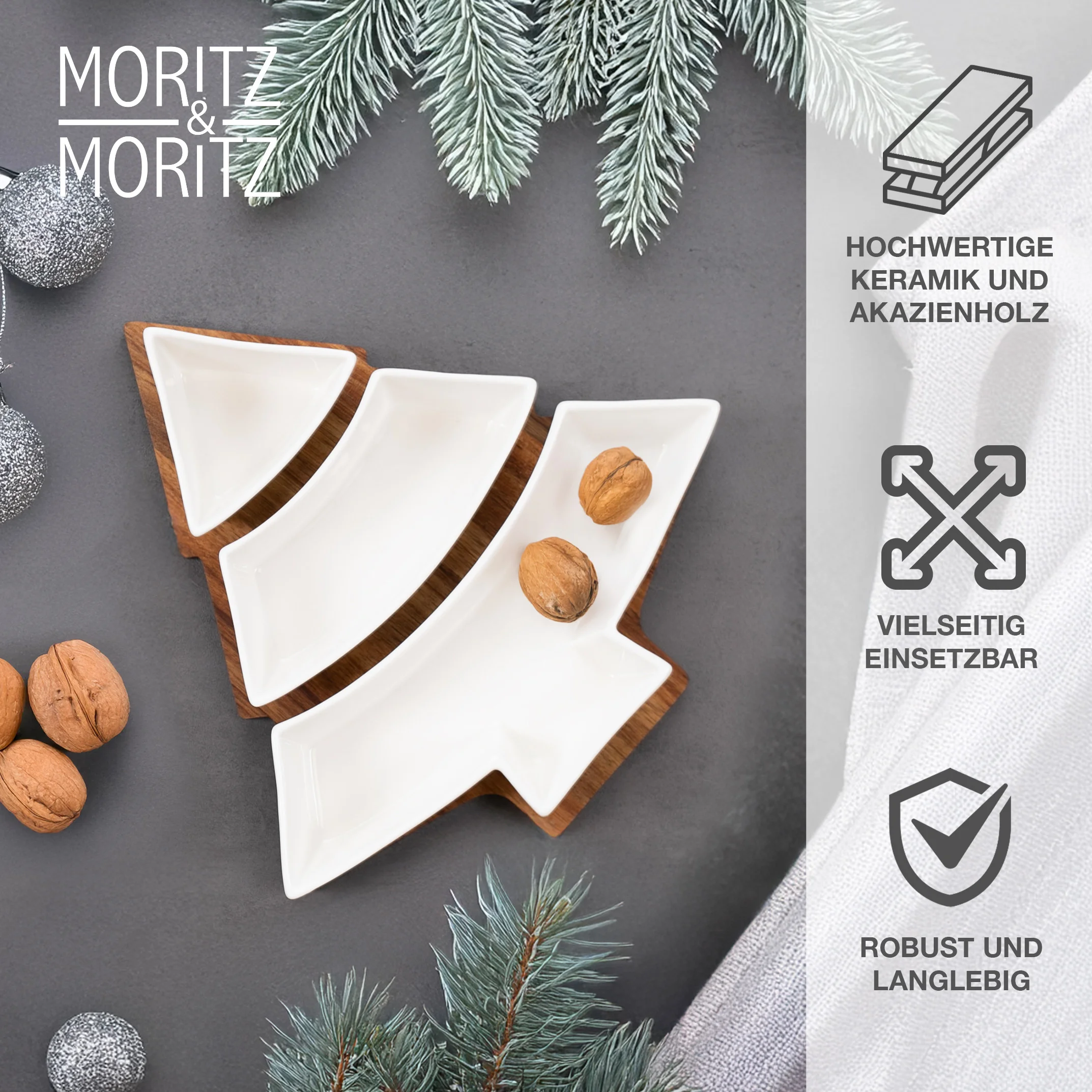 Servierschalen Set Tannenbaum 4-teilig, im Geschirrkorb der Spülmaschine