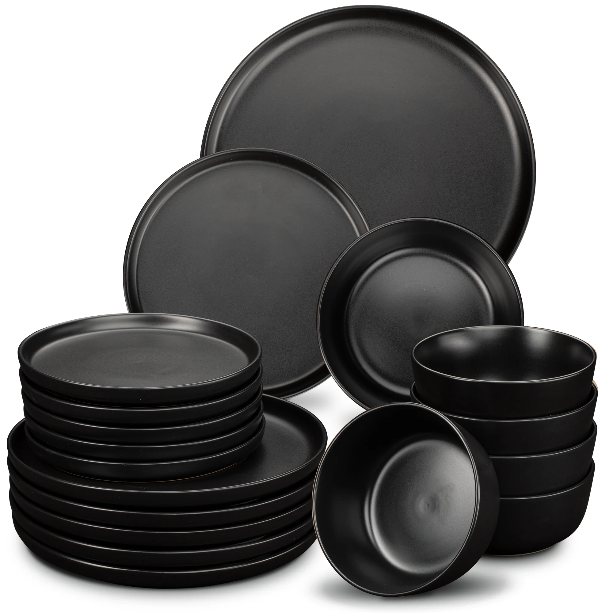 NORDIC 36tlg Tafel-Service Geschirr Set Schwarz