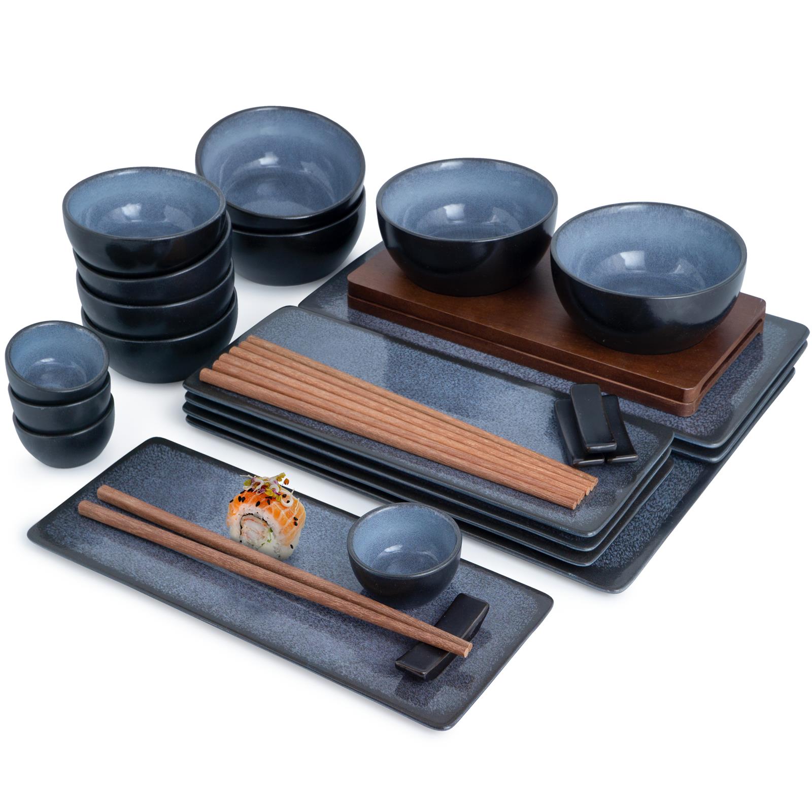 VIDA 29tlg Sushi Teller blau Asia Geschirr Set