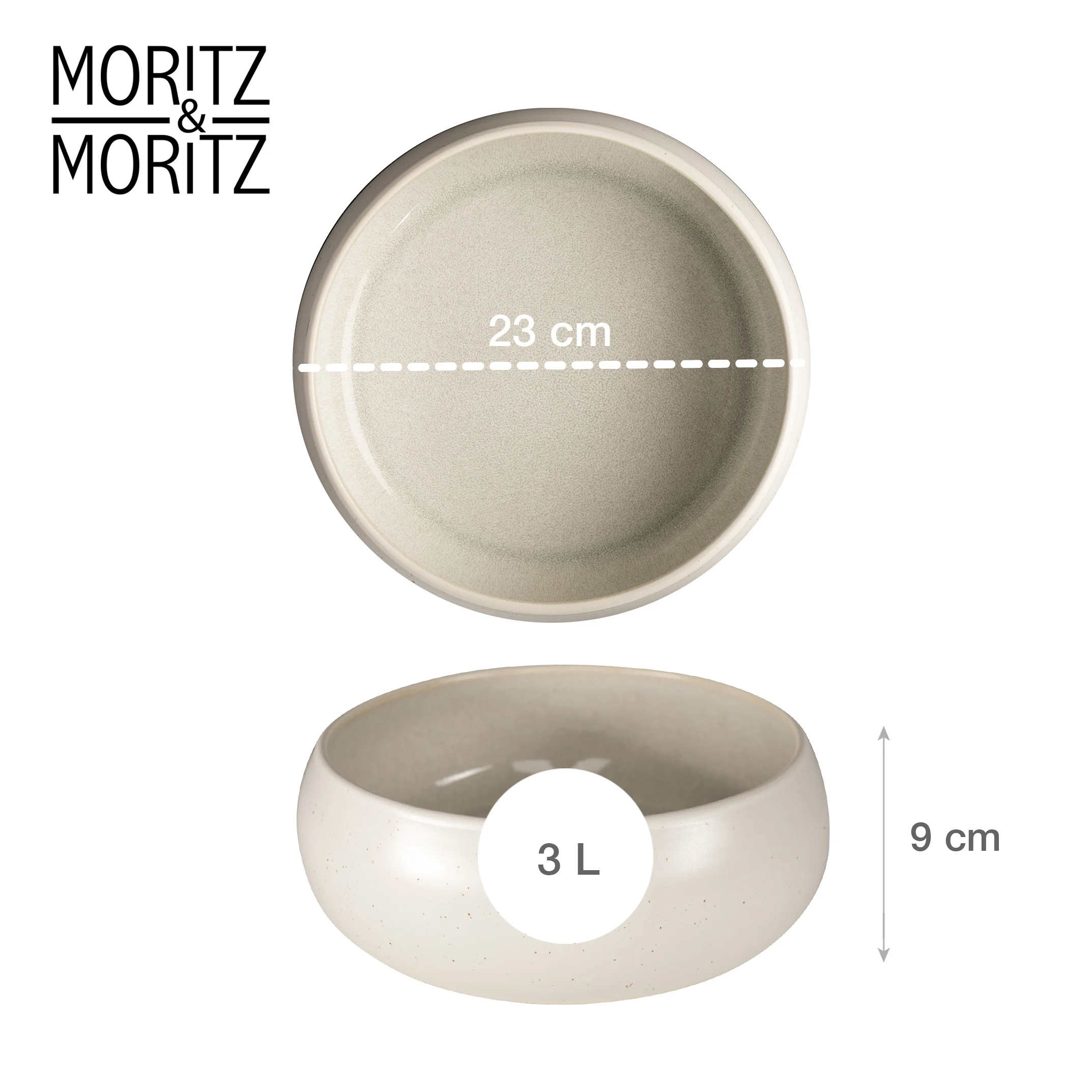 SOLID UNI Servierschale Creme, Einzelteile ausgelegt