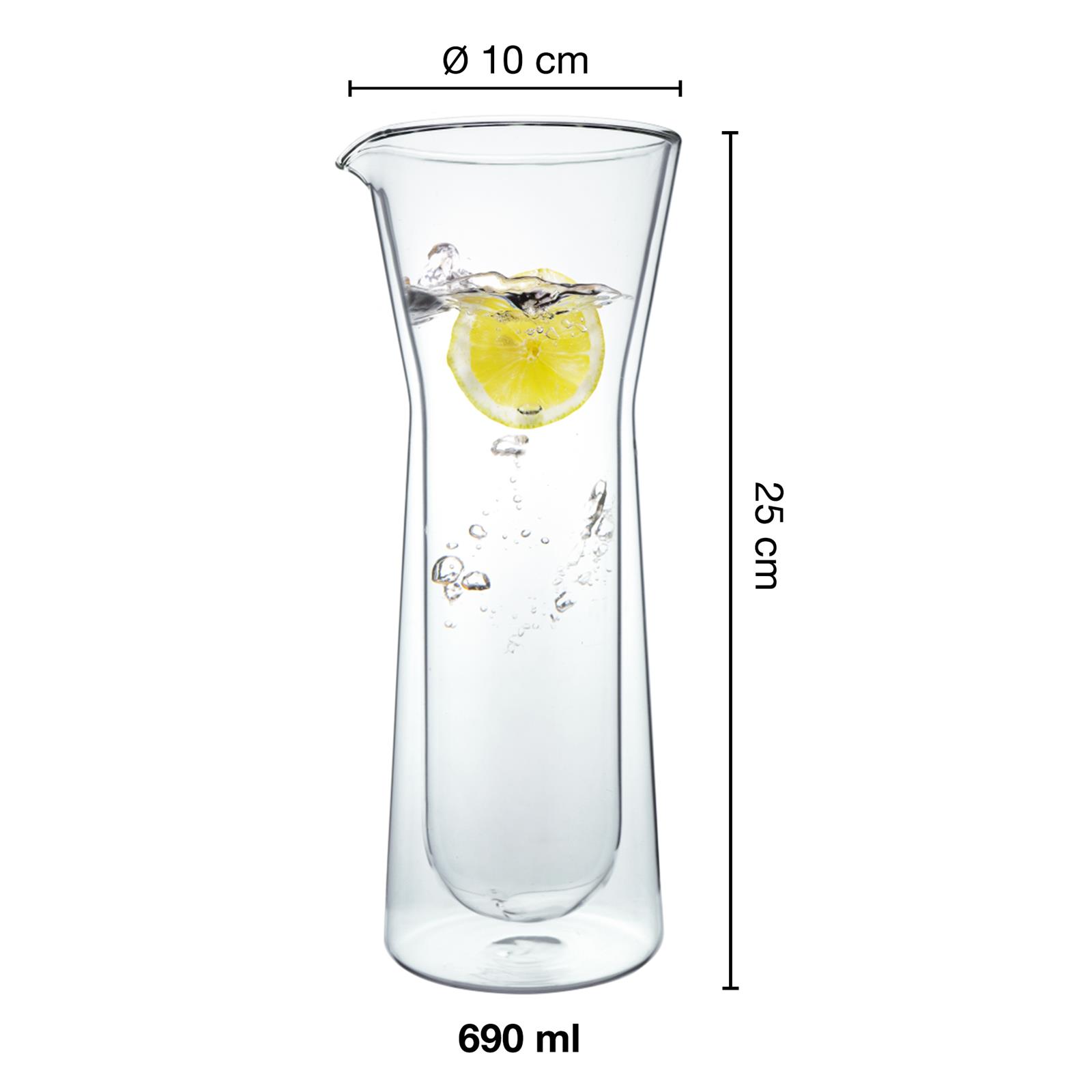 Kleine Glaskaraffe mit 690 ml Fassungsvermögen, transparentes Design mit geschwungenem Ausguss