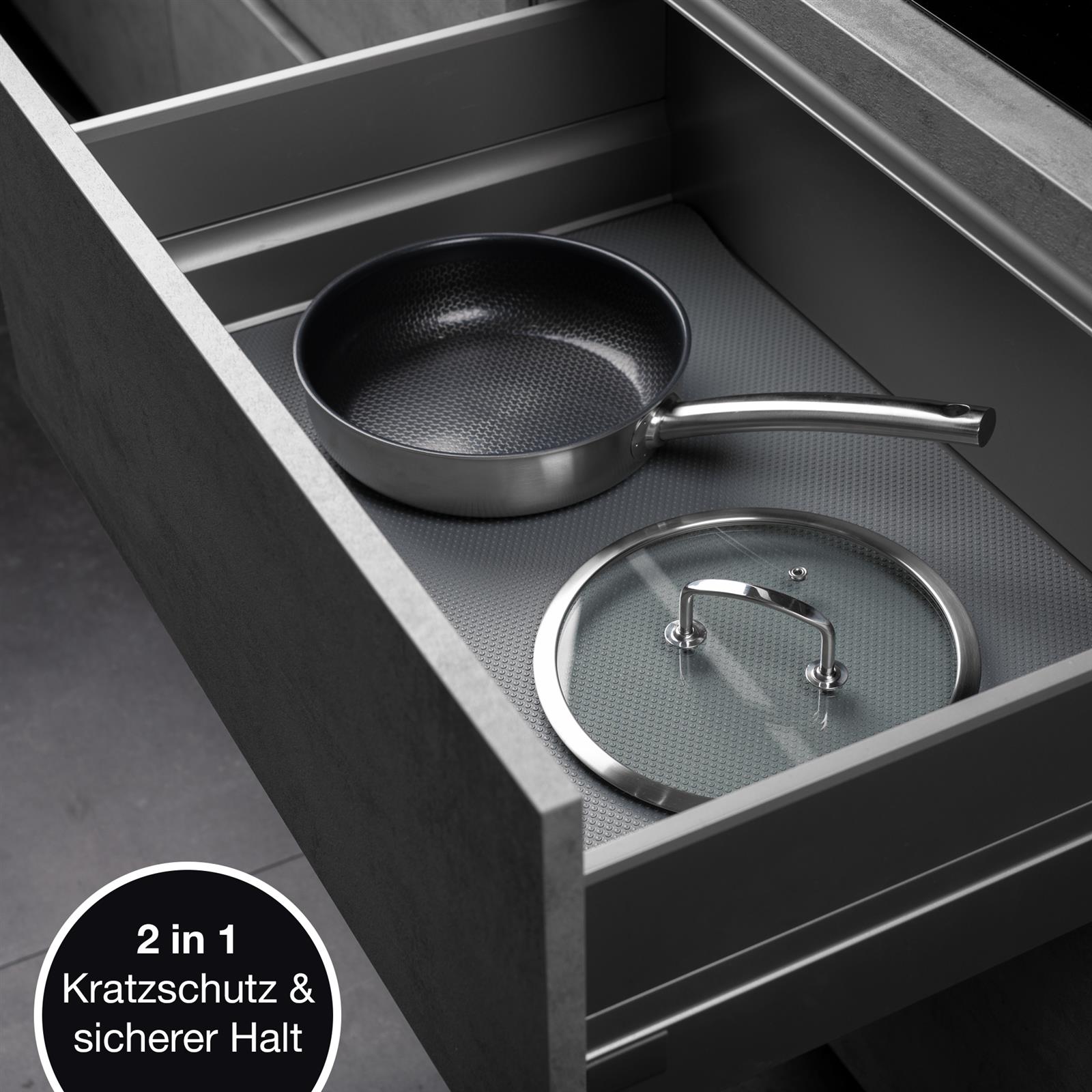 Schubladenmatte grau 4er Set 50 x 150 cm