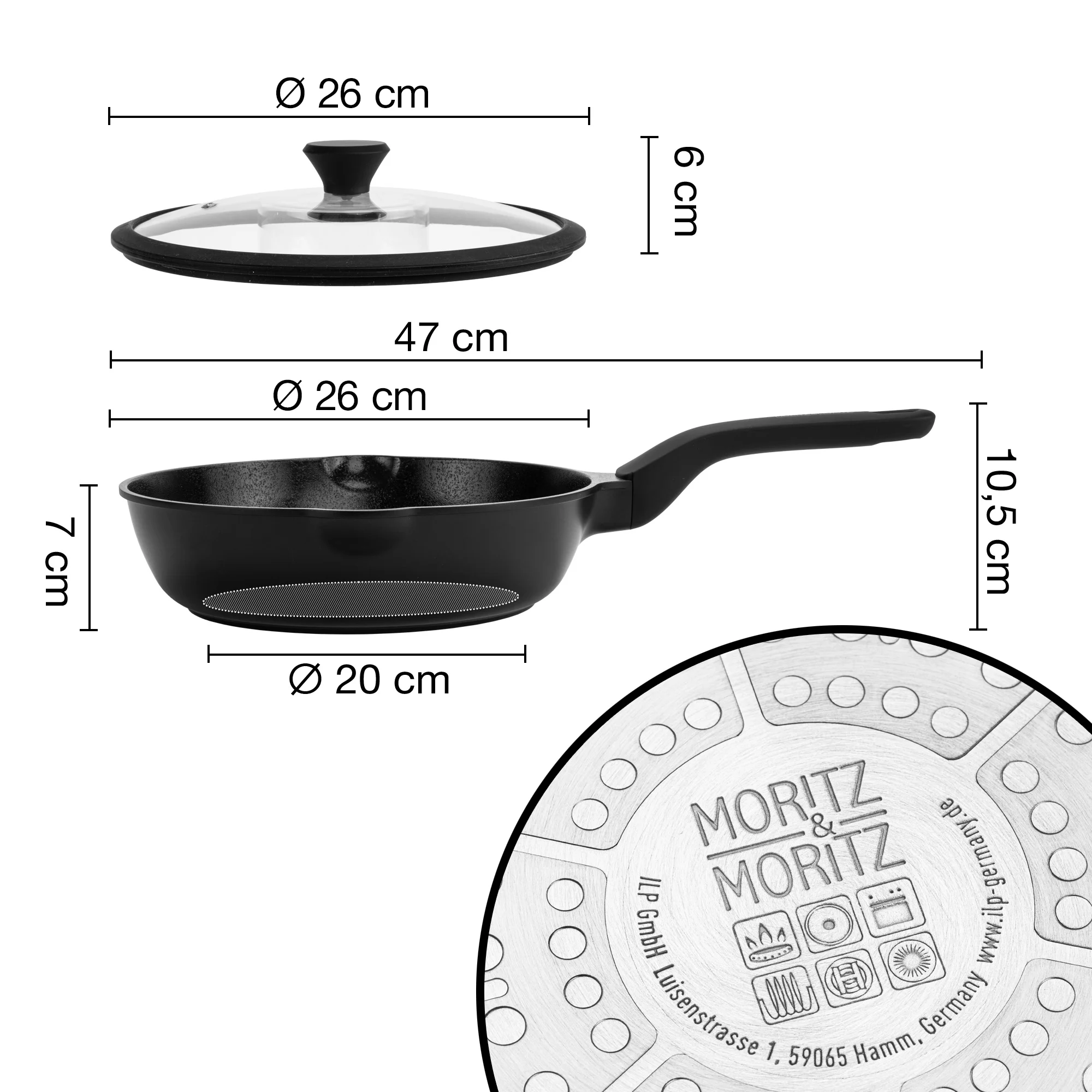 Multifunktionspfanne 26cm Ø mit Deckel - schwarz Multifunktionspfanne 26cm Ø mit Deckel - schwarz