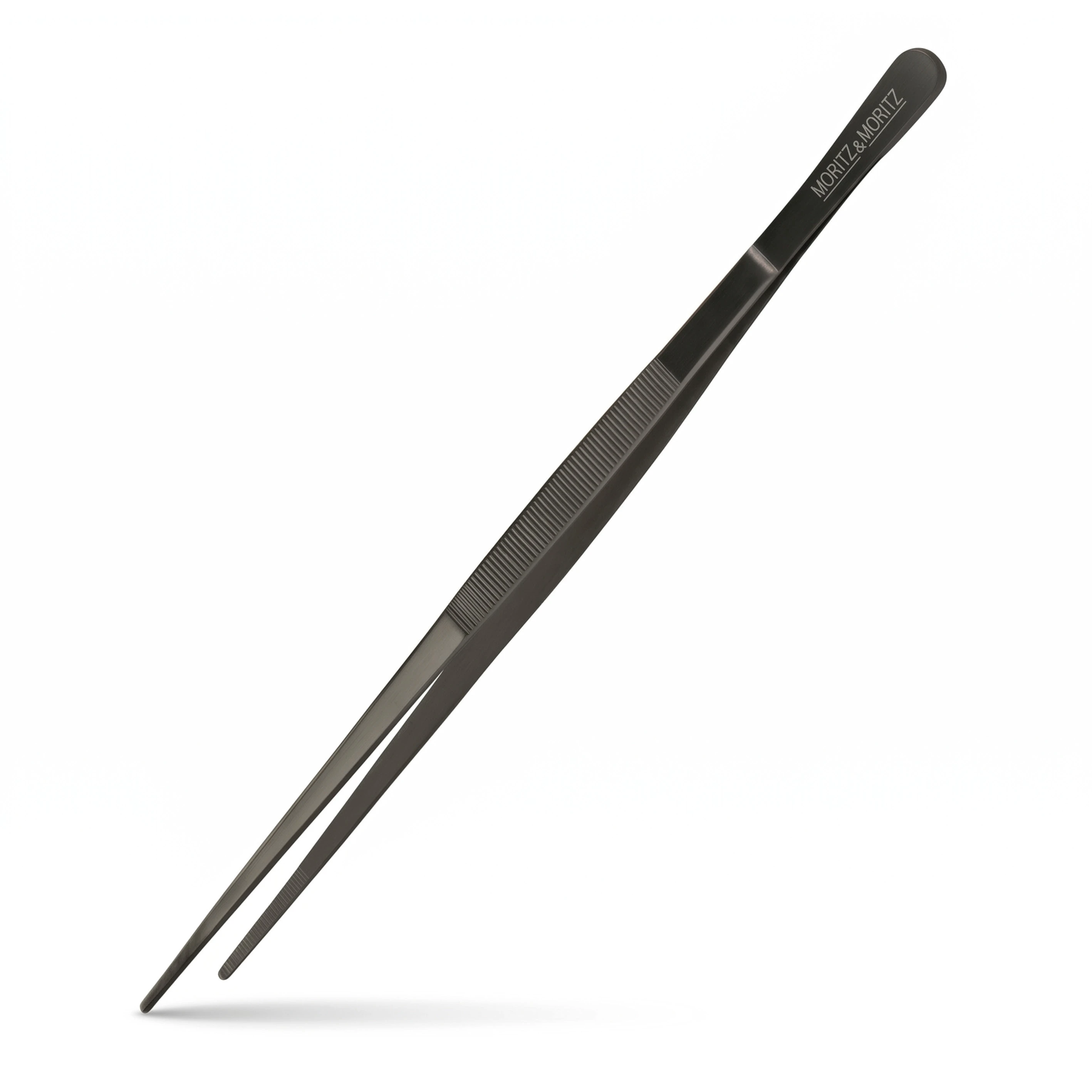 Kochpinzette schwarz, 30 cm spitz – zum Anrichten