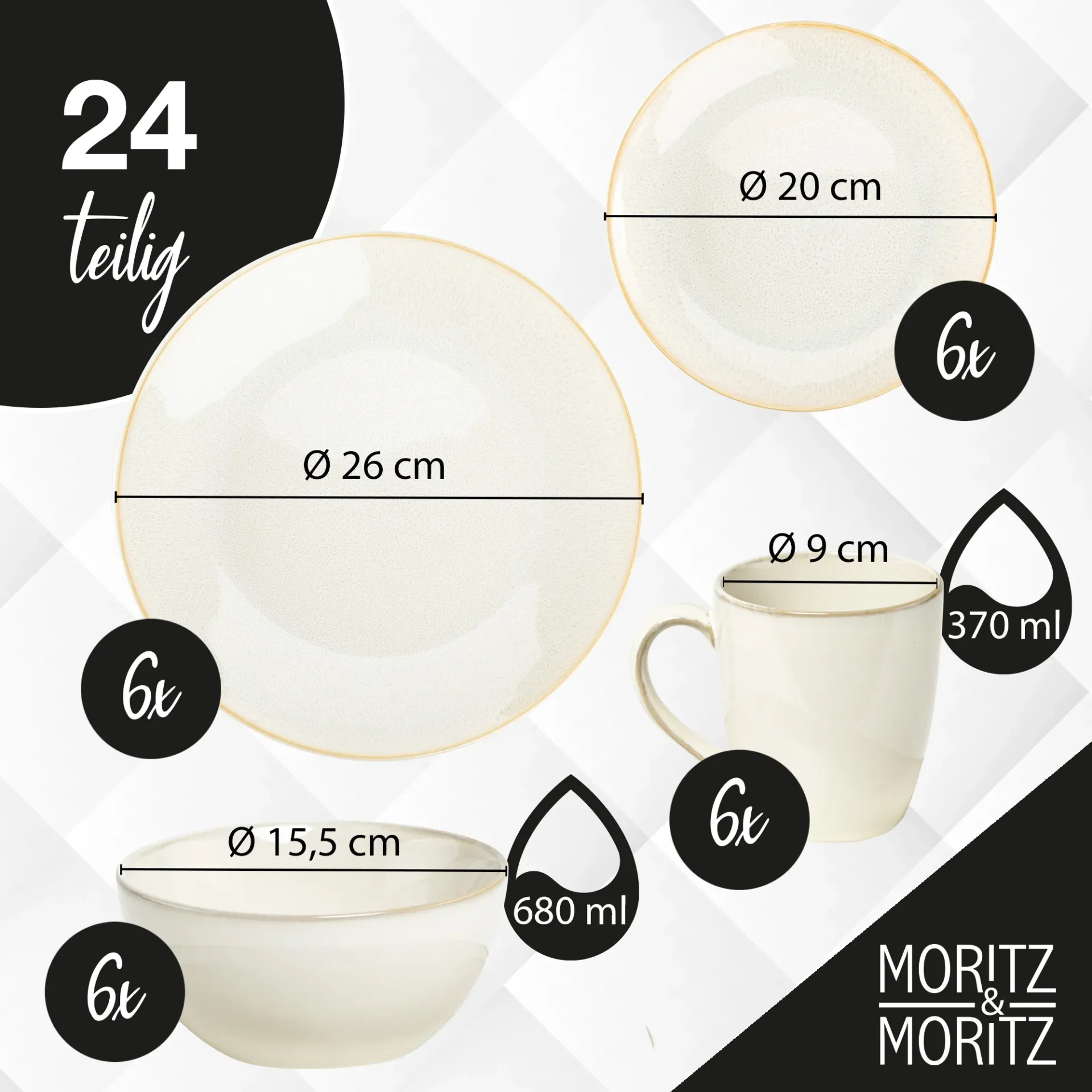 SENSE Geschirrset 24-teilig Beige, Ansicht 2