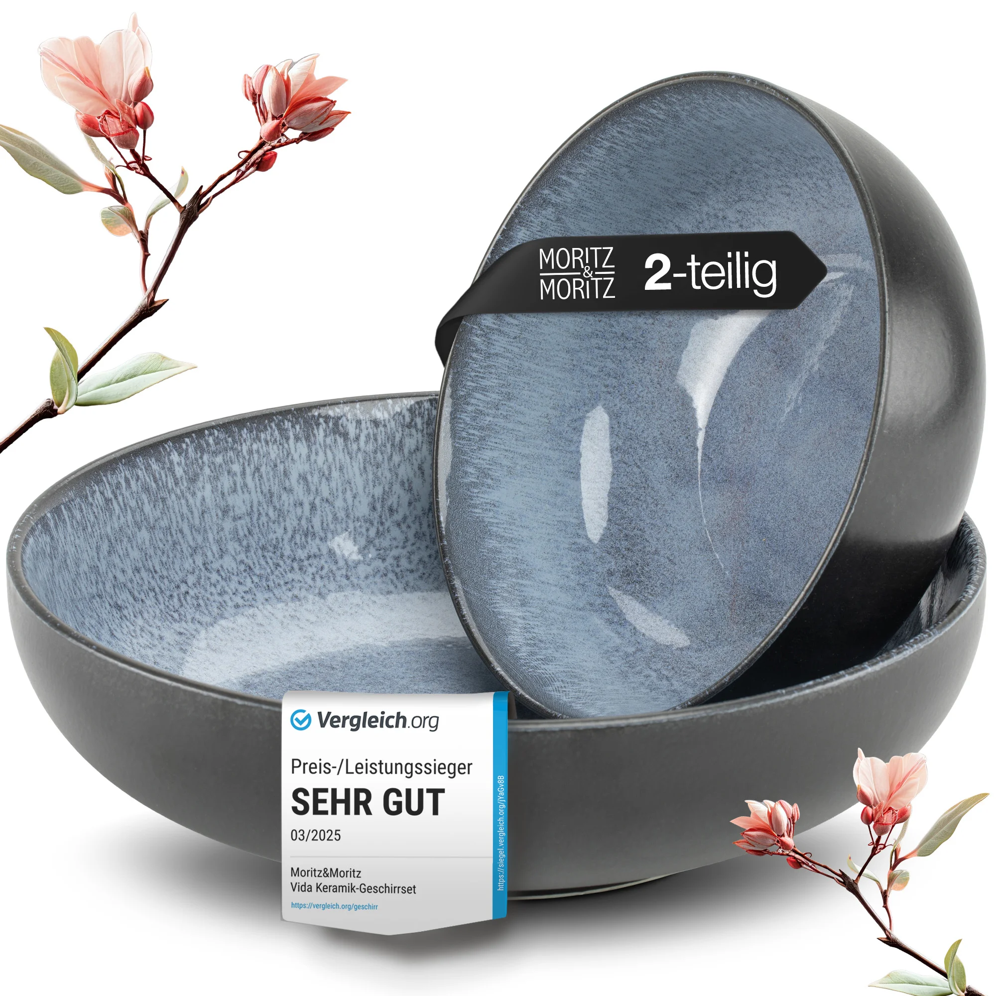 VIDA Servierschale 2 teilig Blau