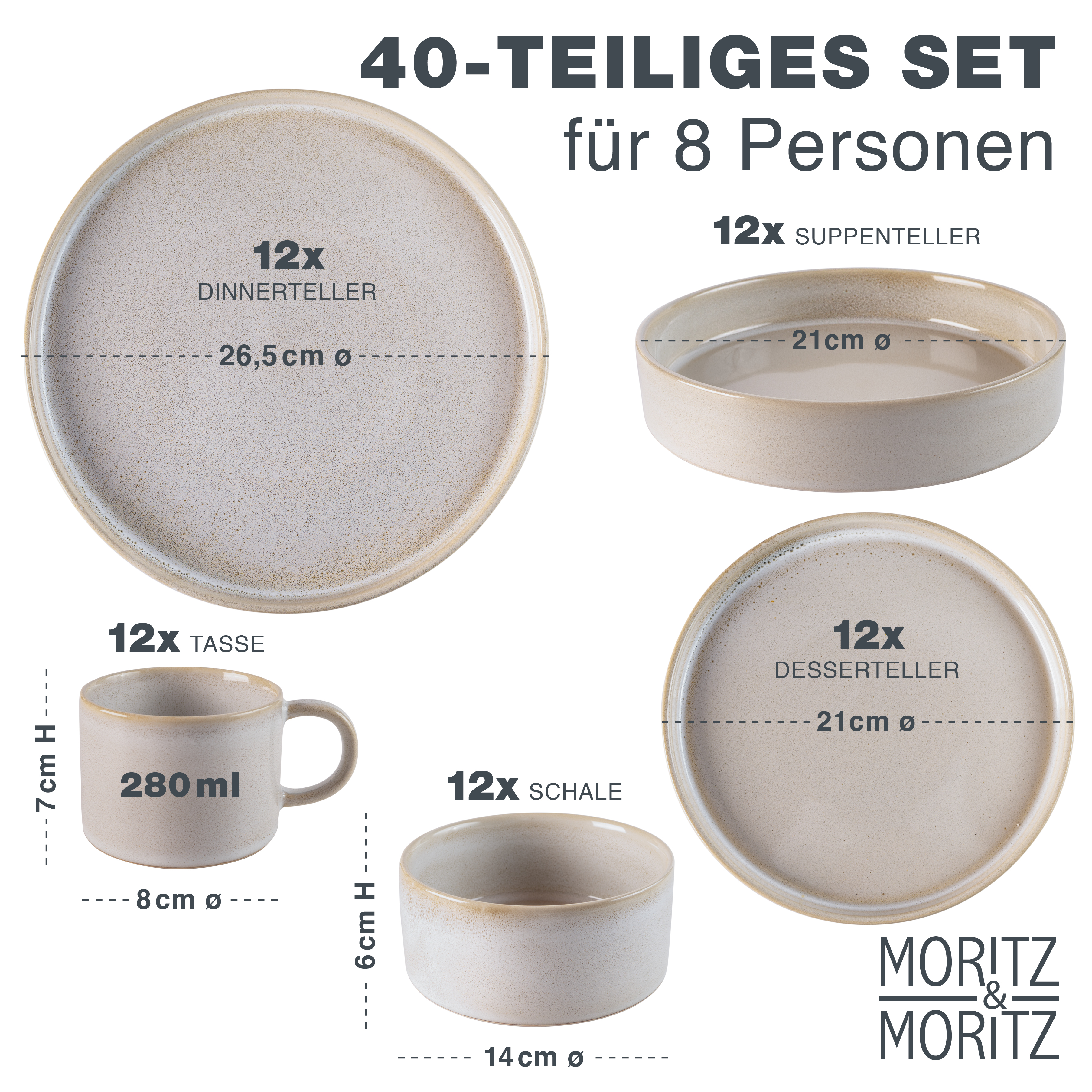 CASTELLO 60tlg Geschirr Set Beige