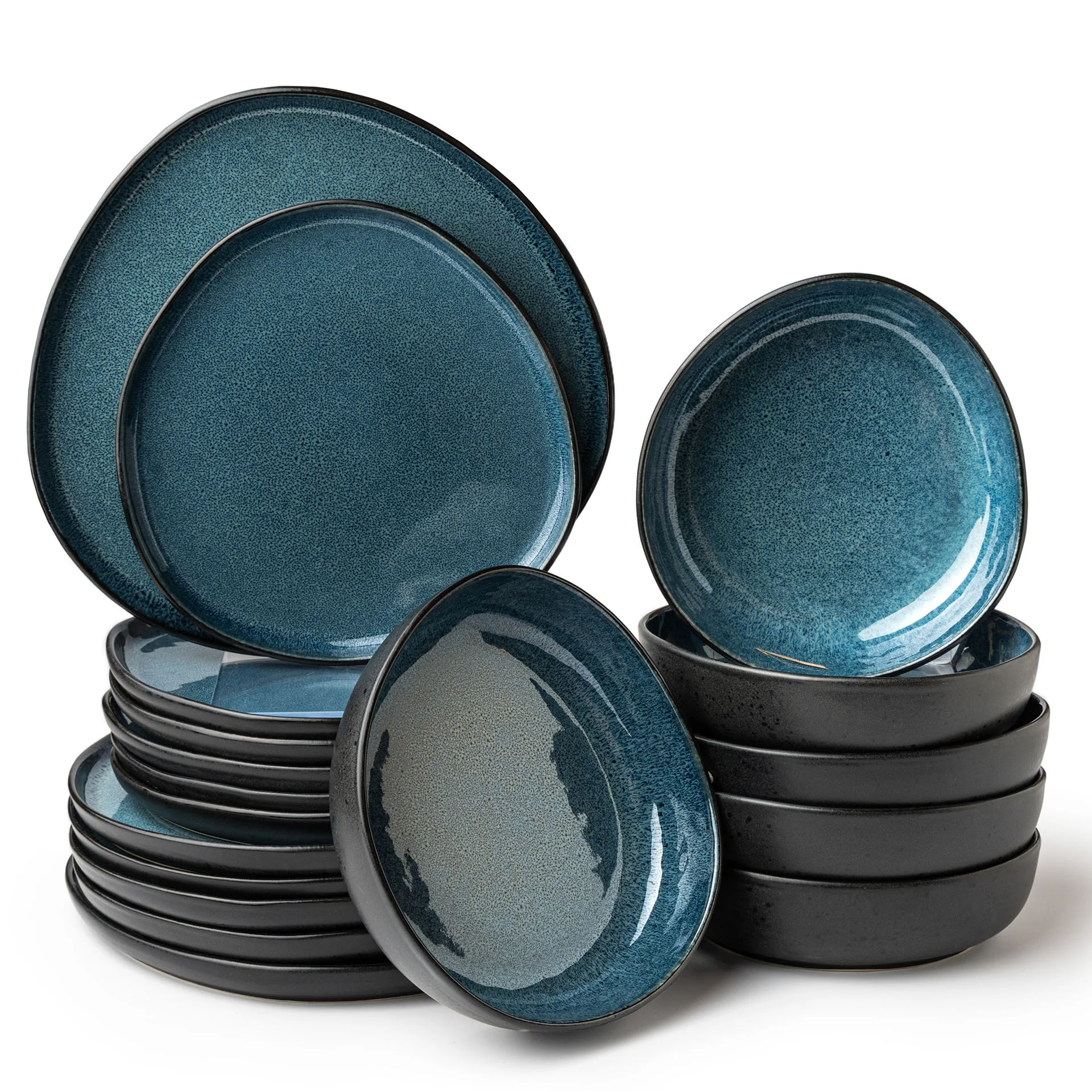 ORGANIC Geschirrset 36-teilig Blau