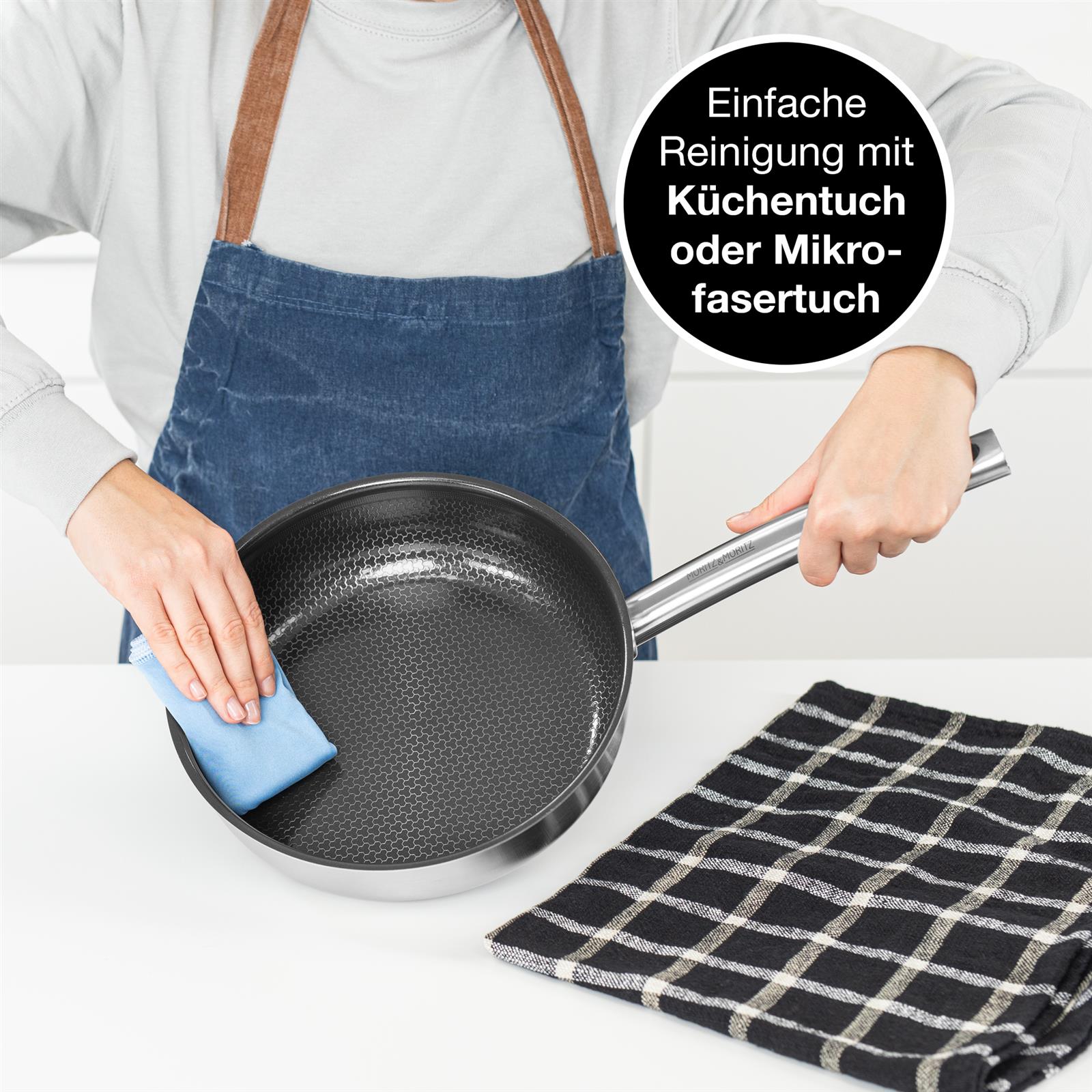 Bratpfanne mit geradem Rand, 24 cm Durchmesser, Material