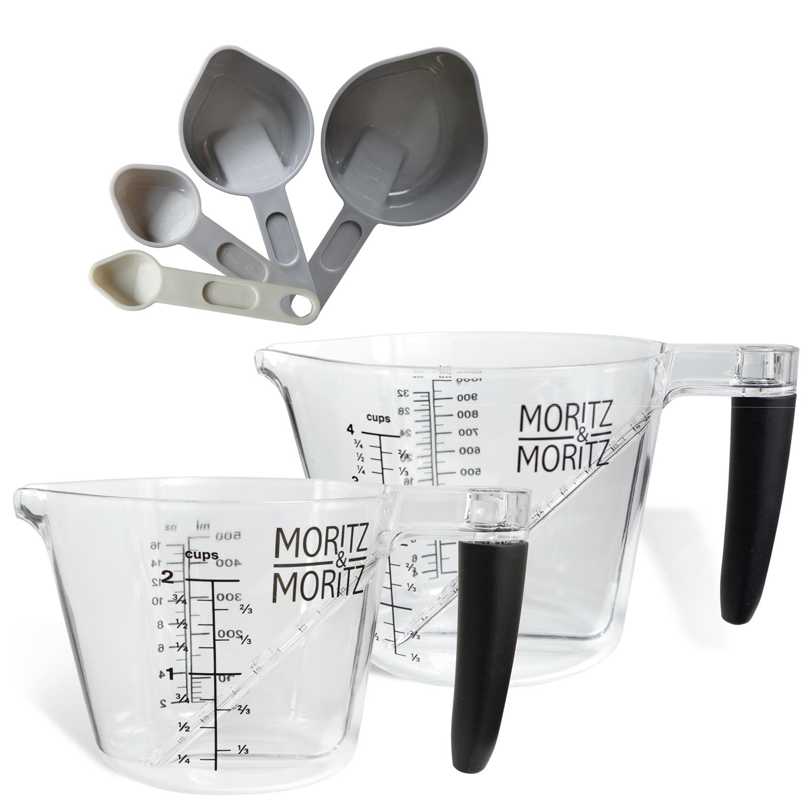 Messbecher-Set aus transparentem Kunststoff mit 0,5-Liter- und 1-Liter-Kapazität