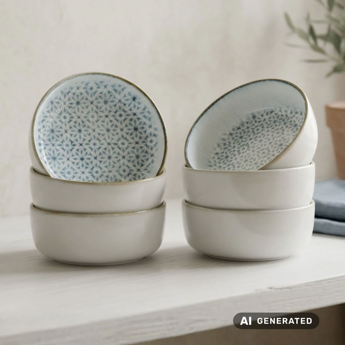 ALHAMBRA Müslischalen Set 6-teilig Porzellan Blau