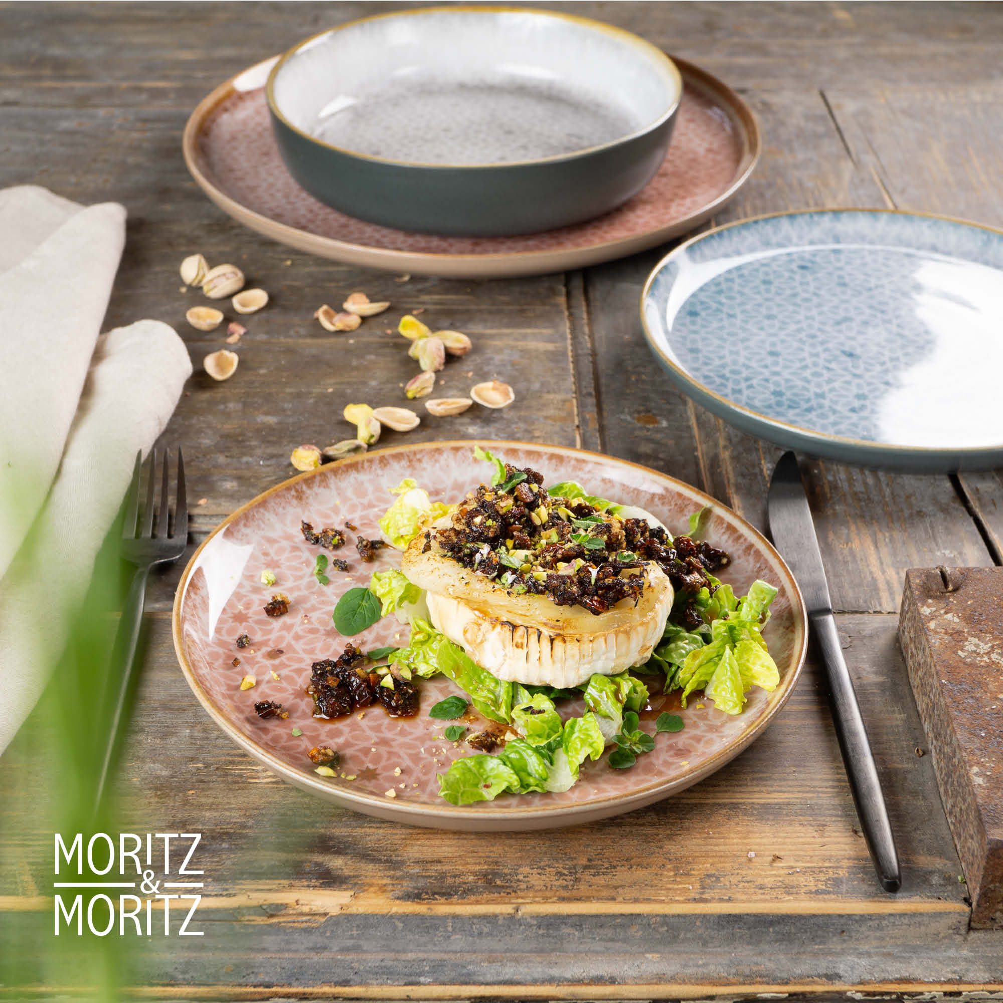 6-teiliges Set Dessertteller im mediterranen Stil in Rosa