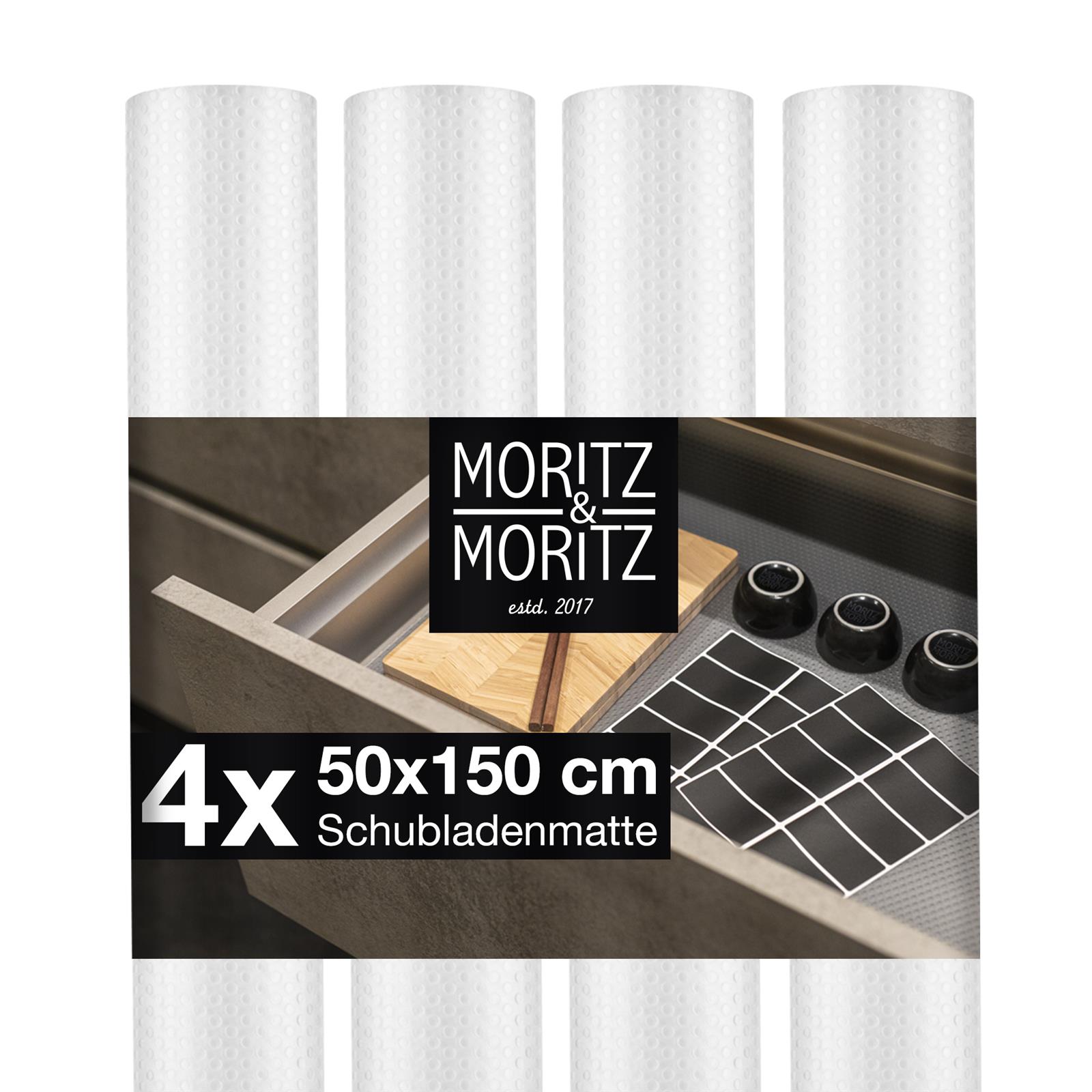 4er-Set Schubladenmatten - Rutschfeste Unterlagen für Schubladenorganisation Schubladenmatte 4er Set, rutschfest, transparent, praktische Aufbewahrungslösung für Küche oder Büro, Bild zeigt vier aufgerollte Schubladenmatten auf weißem Hintergrund.