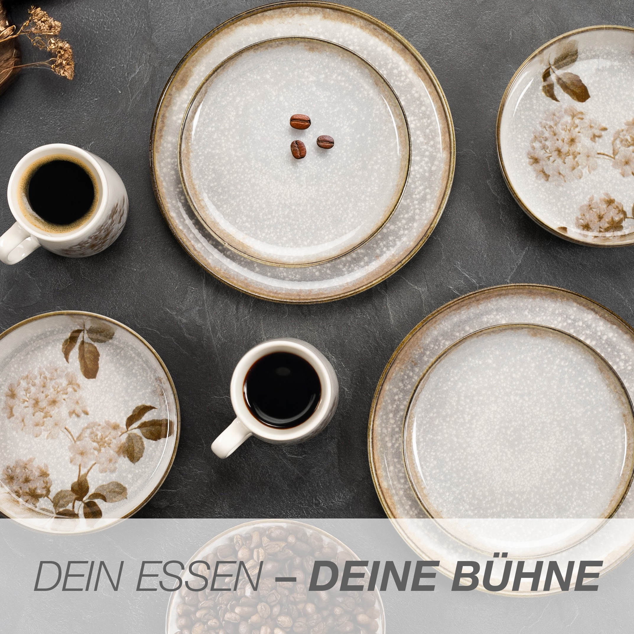 BLOSSOM Geschirrset mit Tassen 24-teilig