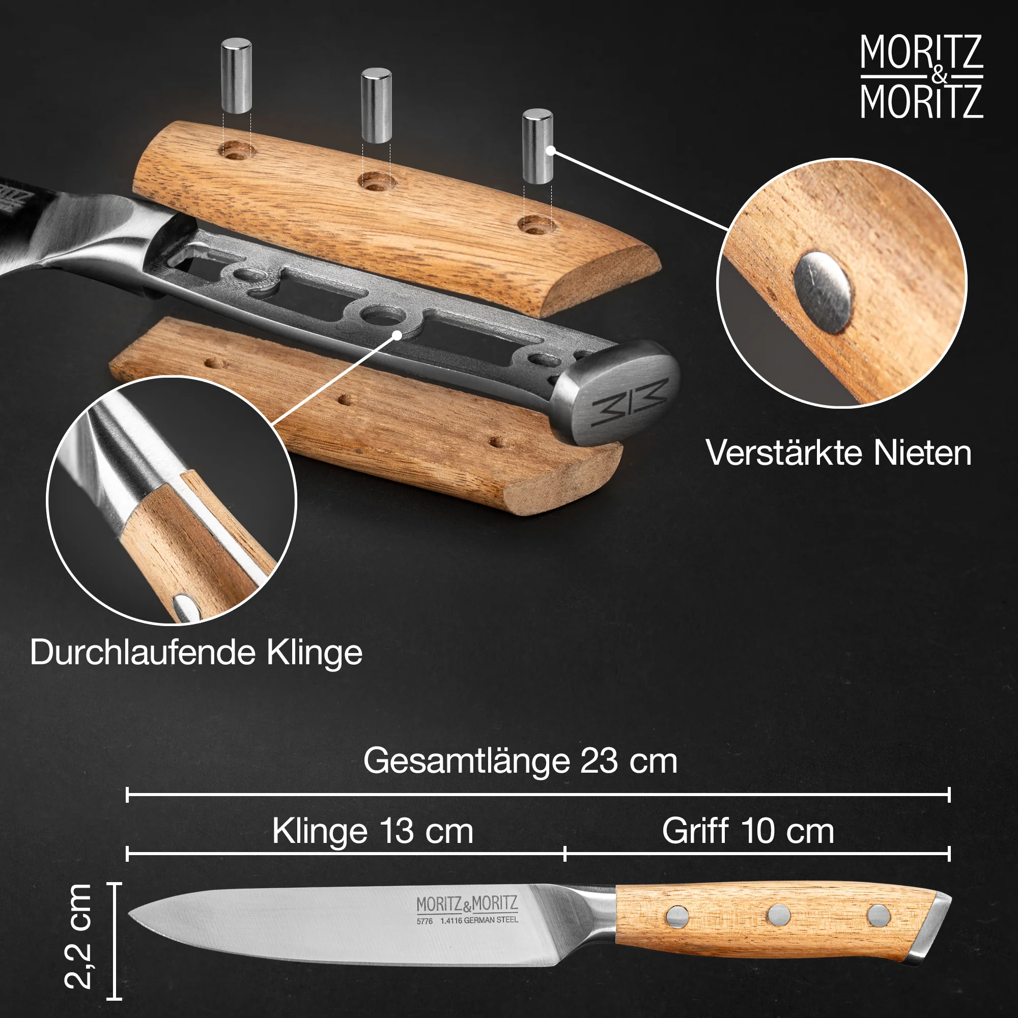 Universalmesser 13cm Schneidemesser mit ergonomischem Griff und scharfer Klinge aus rostfreiem Edelstahl, perfekt für präzise Schneidarbeiten in der Küche.