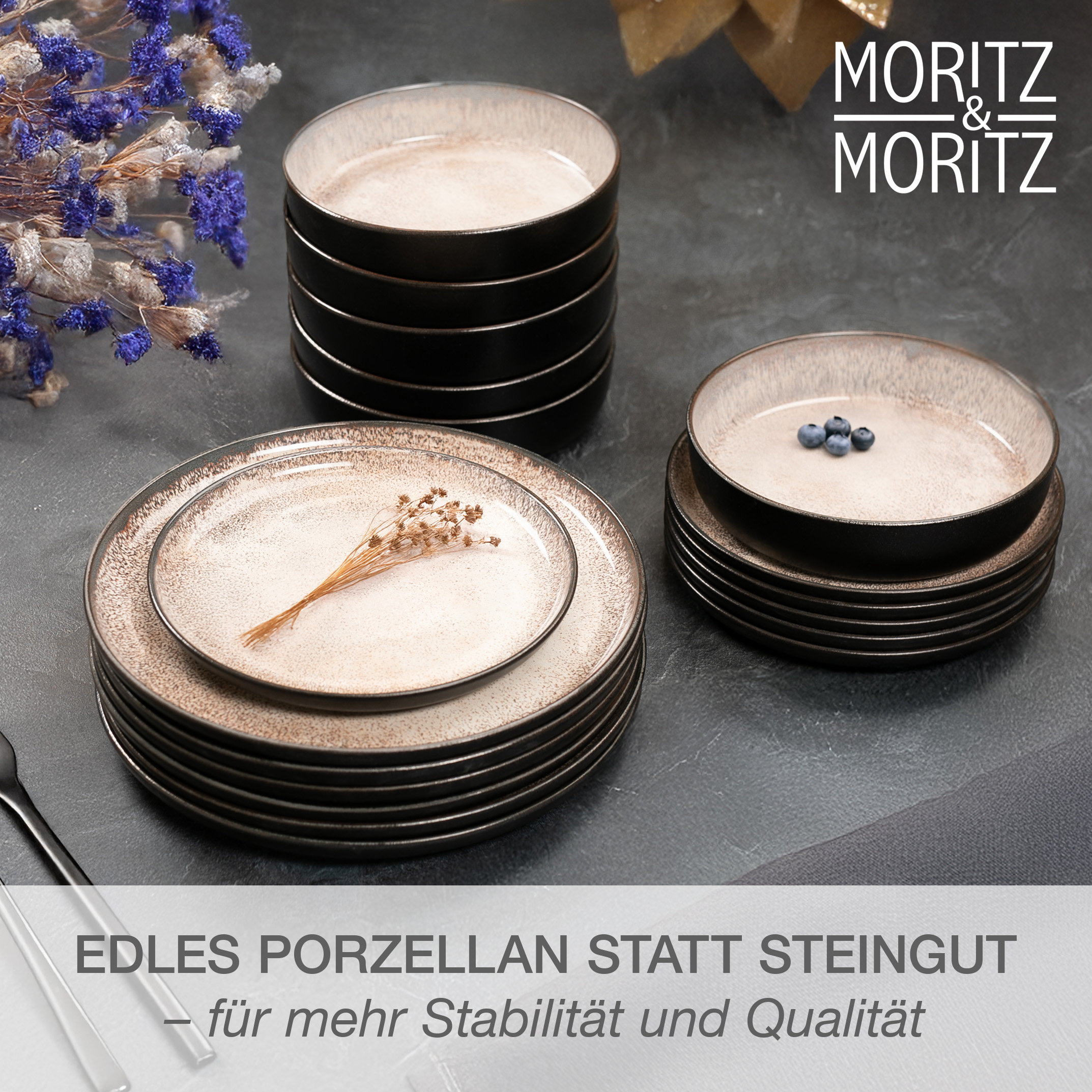 VIDA 24-teilig Geschirrset mit Müslibowls Beige