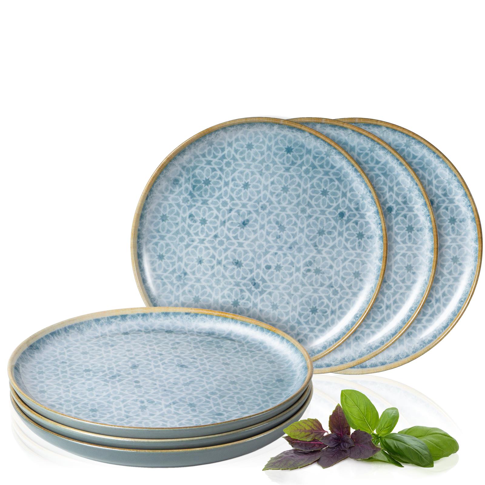 6-teiliges Set Dessertteller, mediterran blau, Design, Geschirr, Bild zeigt Teller mit feinen Details