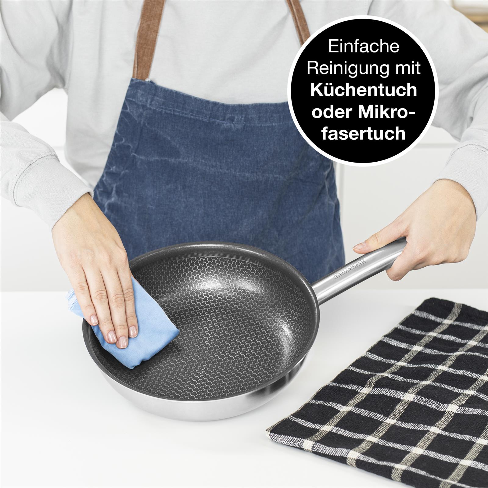 24 cm Pfanne ohne Deckel mit rundem Rand, Hitzeverteilung und langlebige Antihaftbeschichtung für Kochen