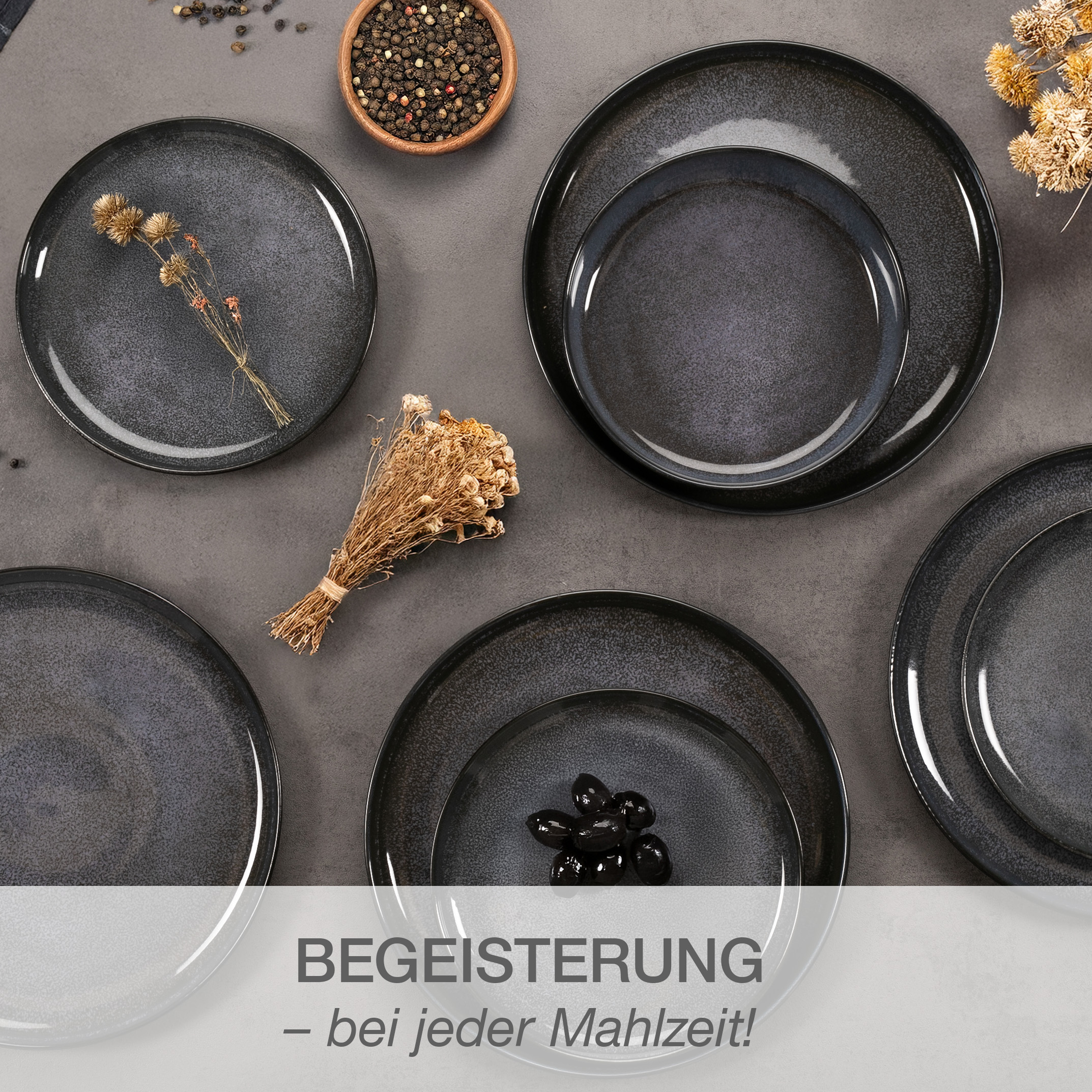 VIDA 24-teilig Geschirrset mit Müslibowls Blau