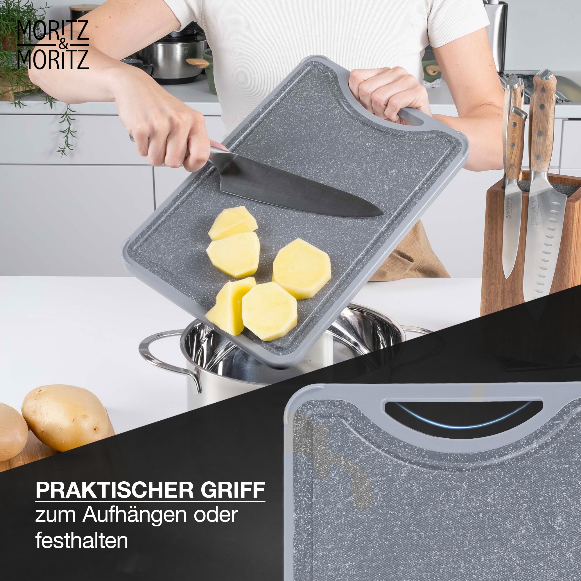 Multifunktionales Schneidebrett Edelstahl