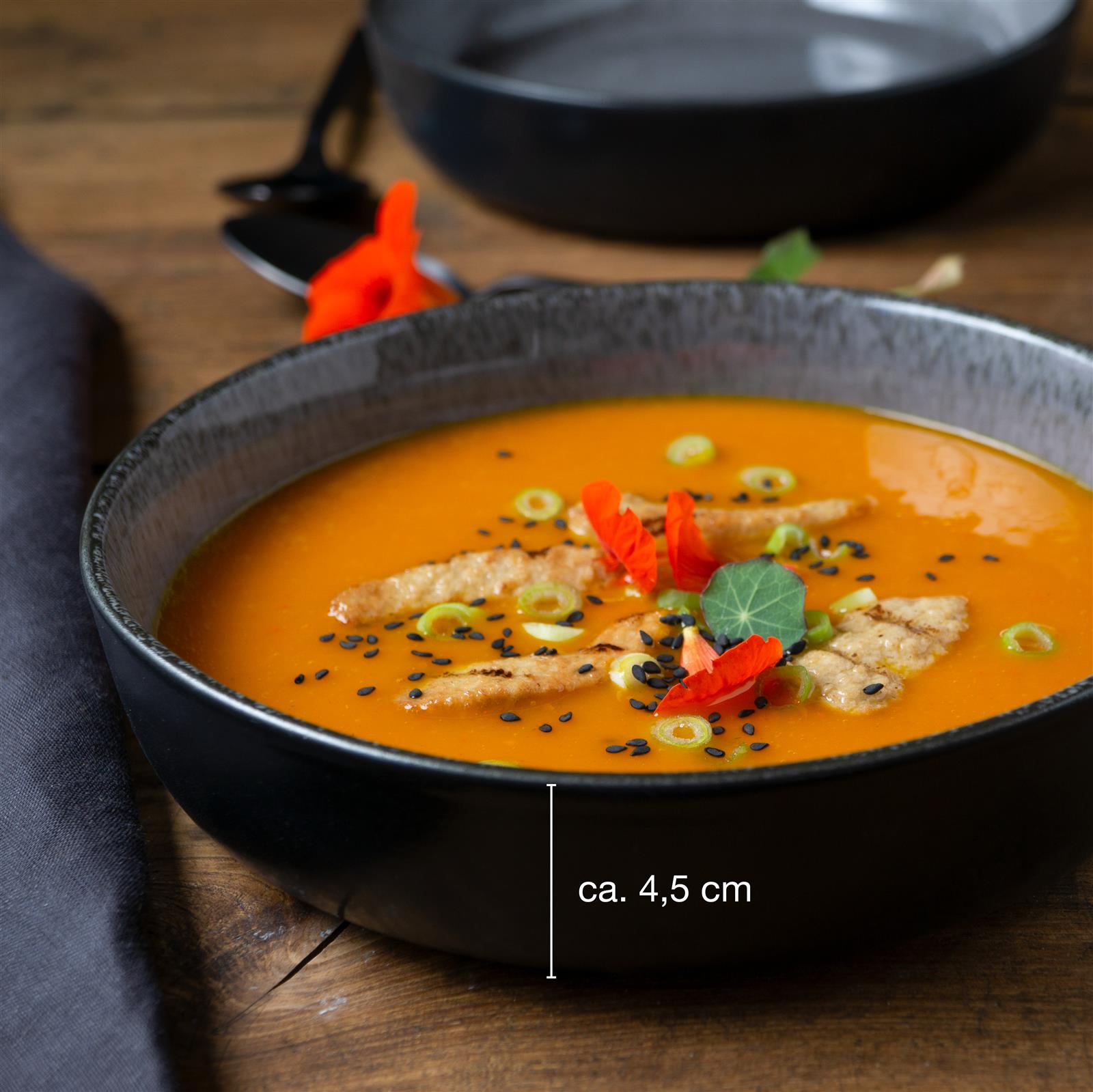 Tellerset in Anthrazit, 6-teiliges Suppenteller-Set in Anthrazit, Design