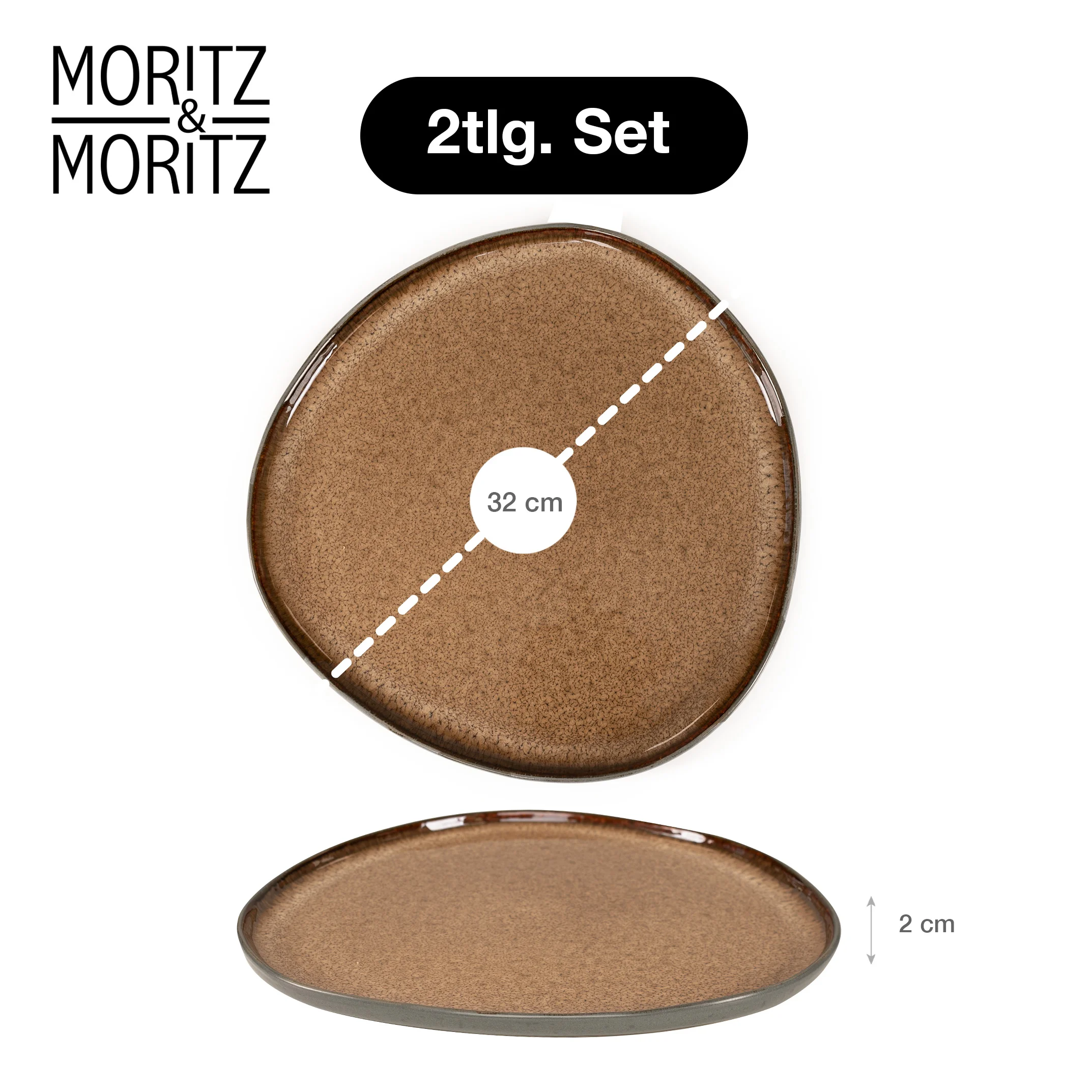 ORGANIC Servierplatten 2-teilig Beige, auf gedecktem Tisch bei Tageslicht