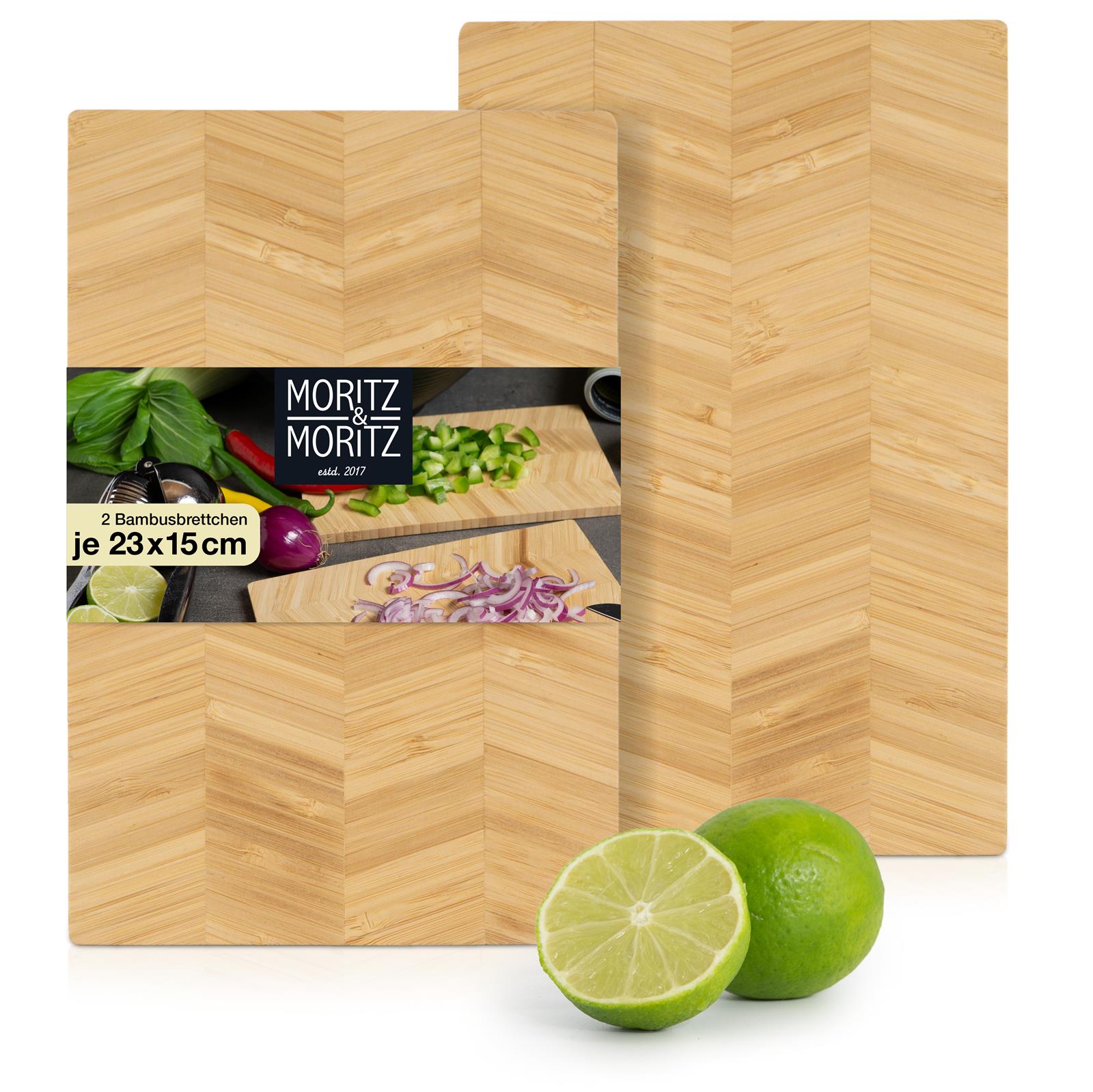 Holzbrett 2er Set in Fischgrätmuster, Maße 23x15x0,9 cm, Küchen-Accessoires aus Naturholz