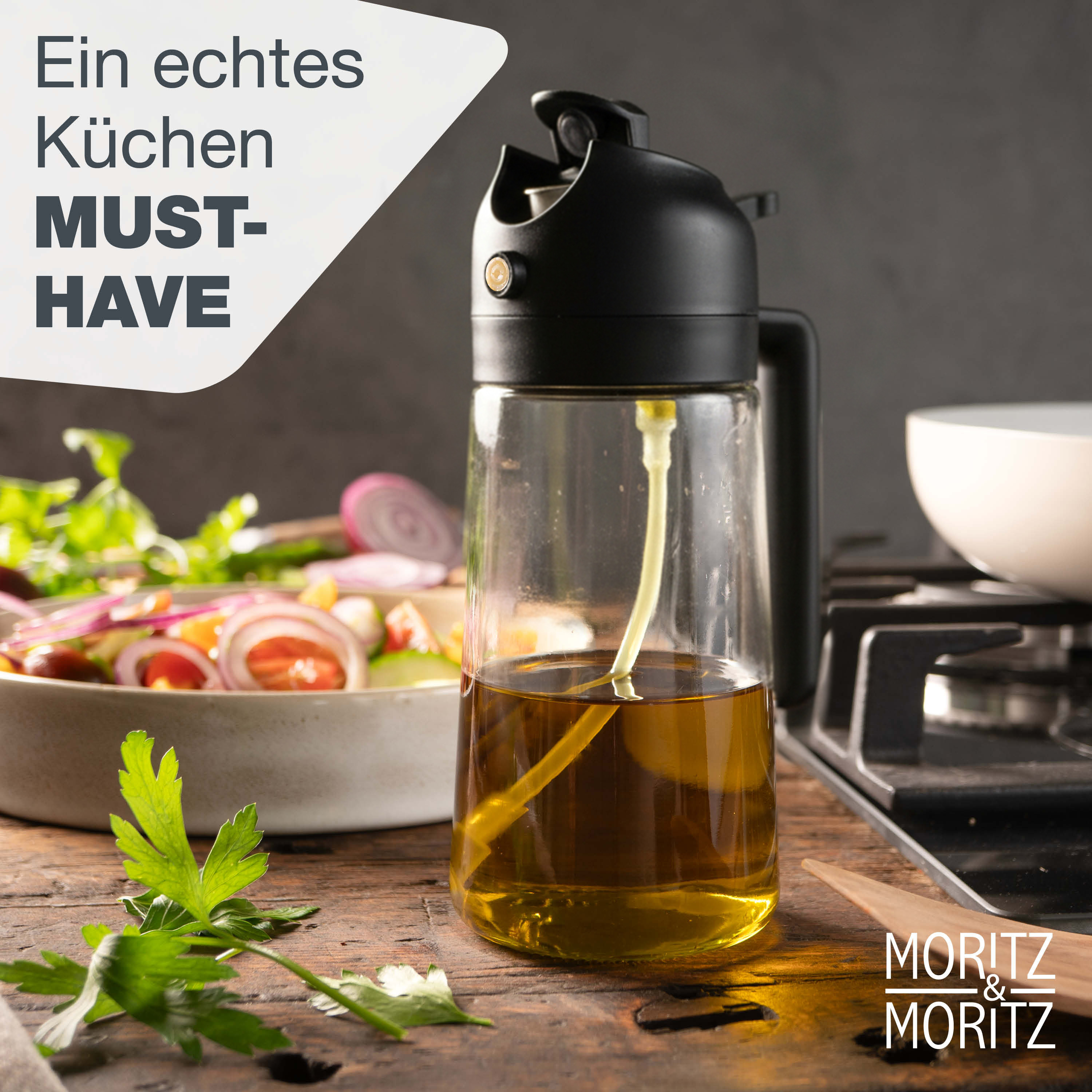 Ölsprüher Glas 470ml schwarz