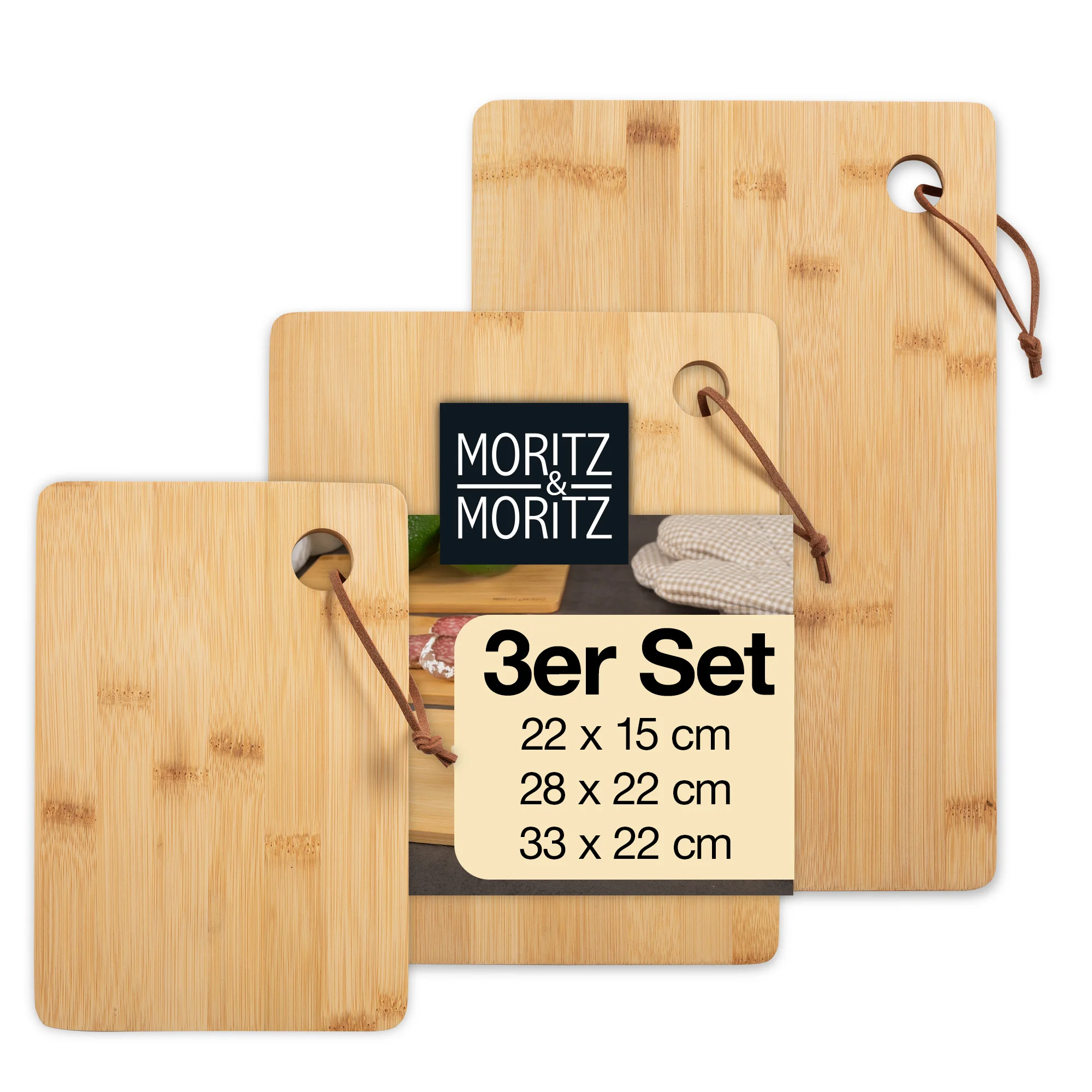 3-teiliges Bambus Schneidebrett Set | Moritz & Moritz
