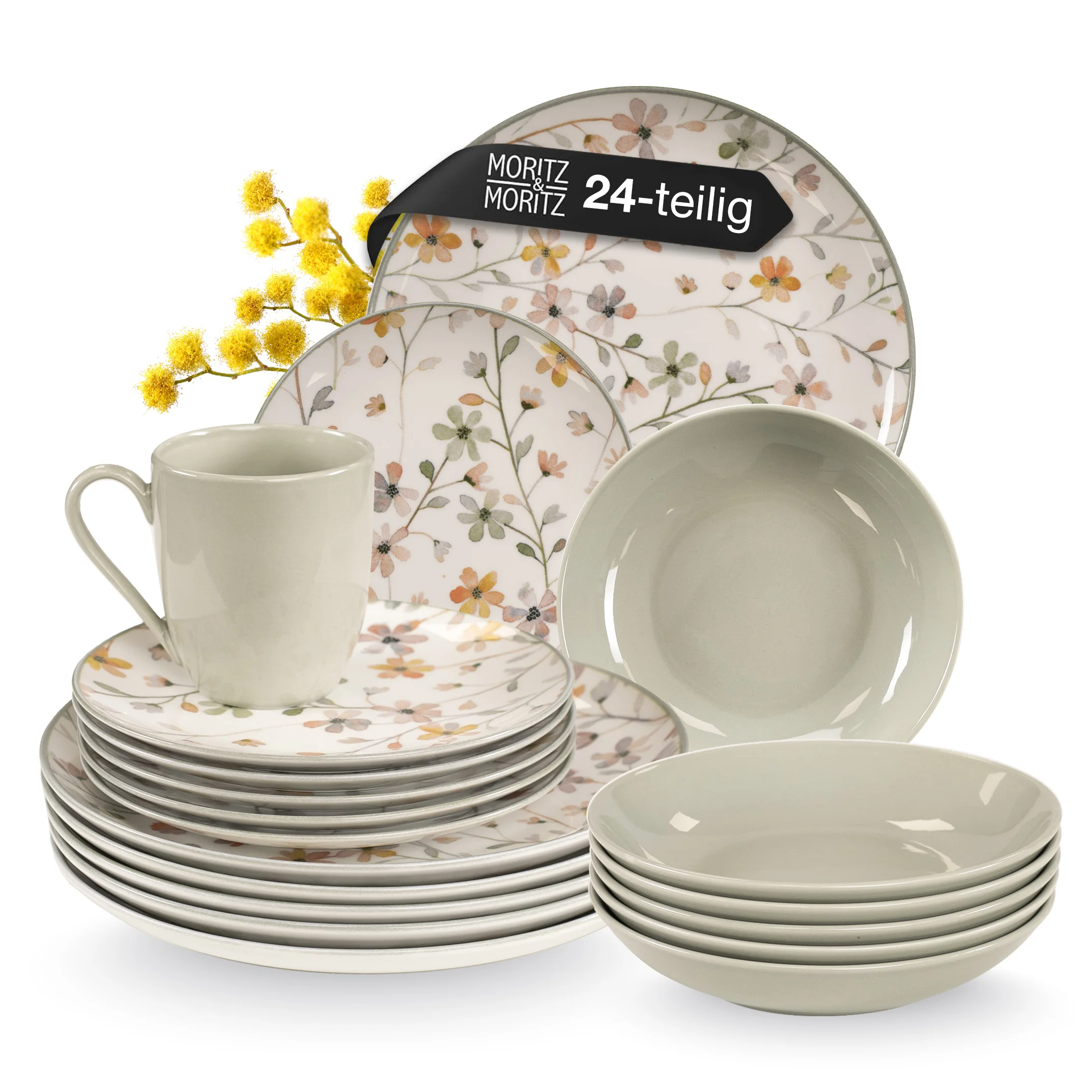 PRIMAVERA Geschirrset 24-teilig, vor weißem Hintergrund