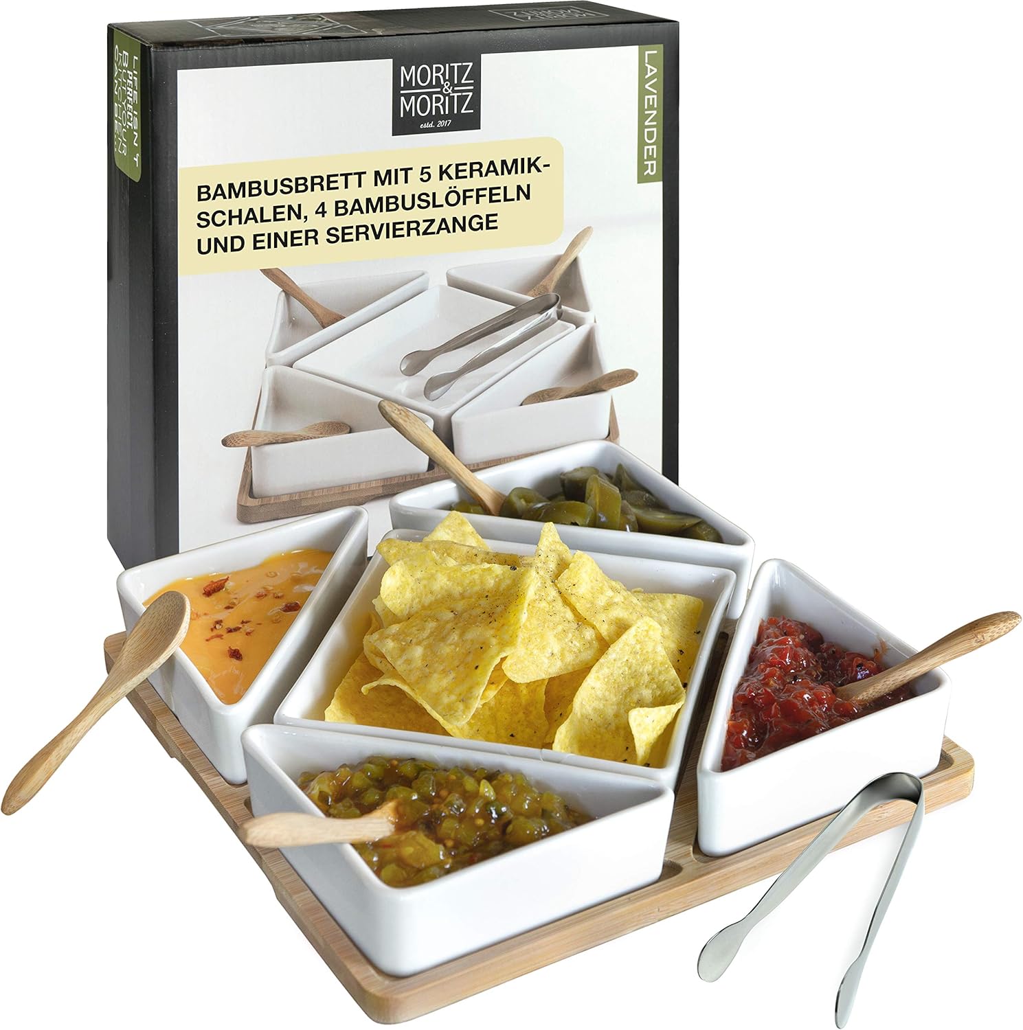 Servierset Lavender 11tlg – Keramikschalen mit Tablett