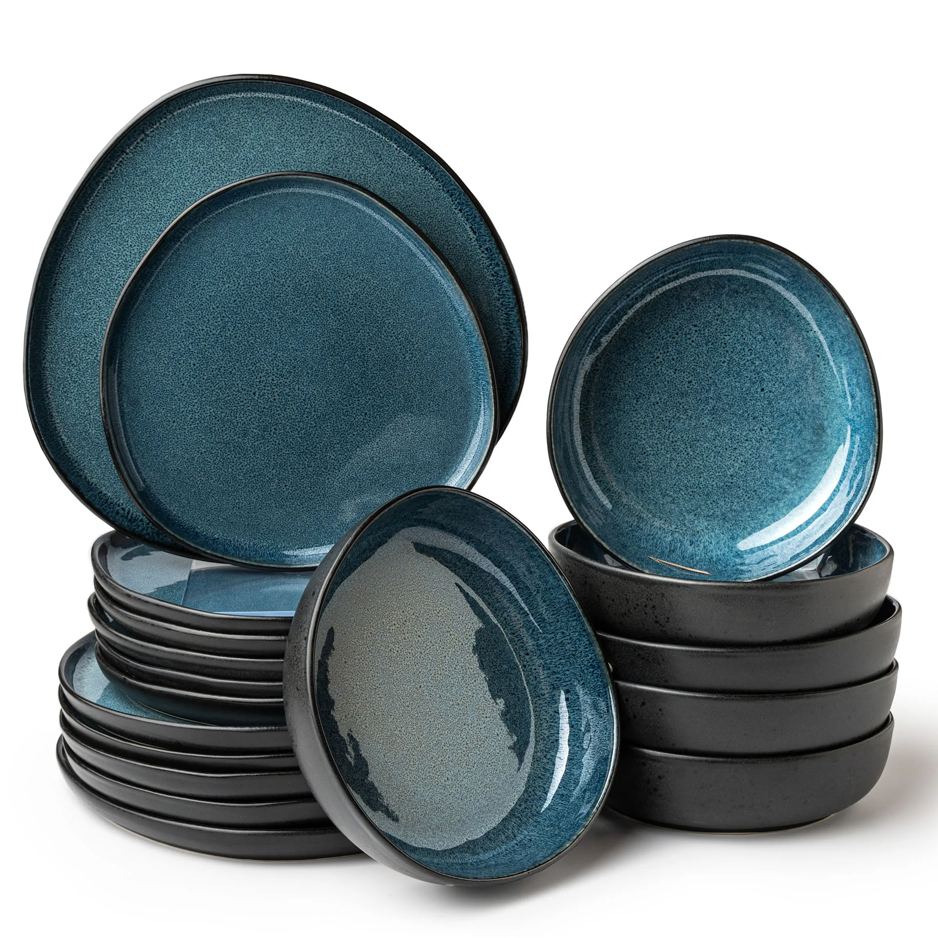 ORGANIC Geschirrset 36-teilig Blau